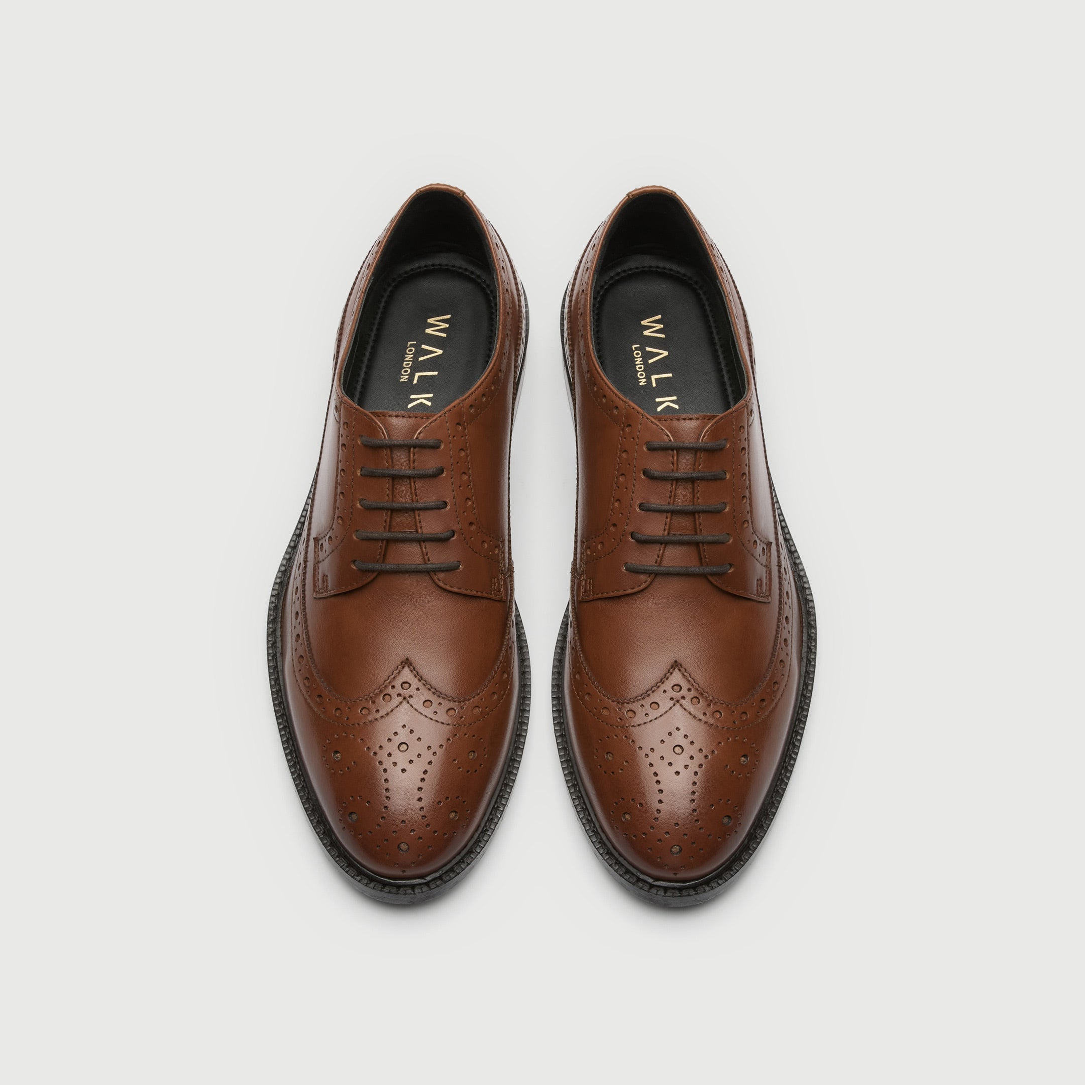 Walk London Mens Oliver Brogue in Tan Leather