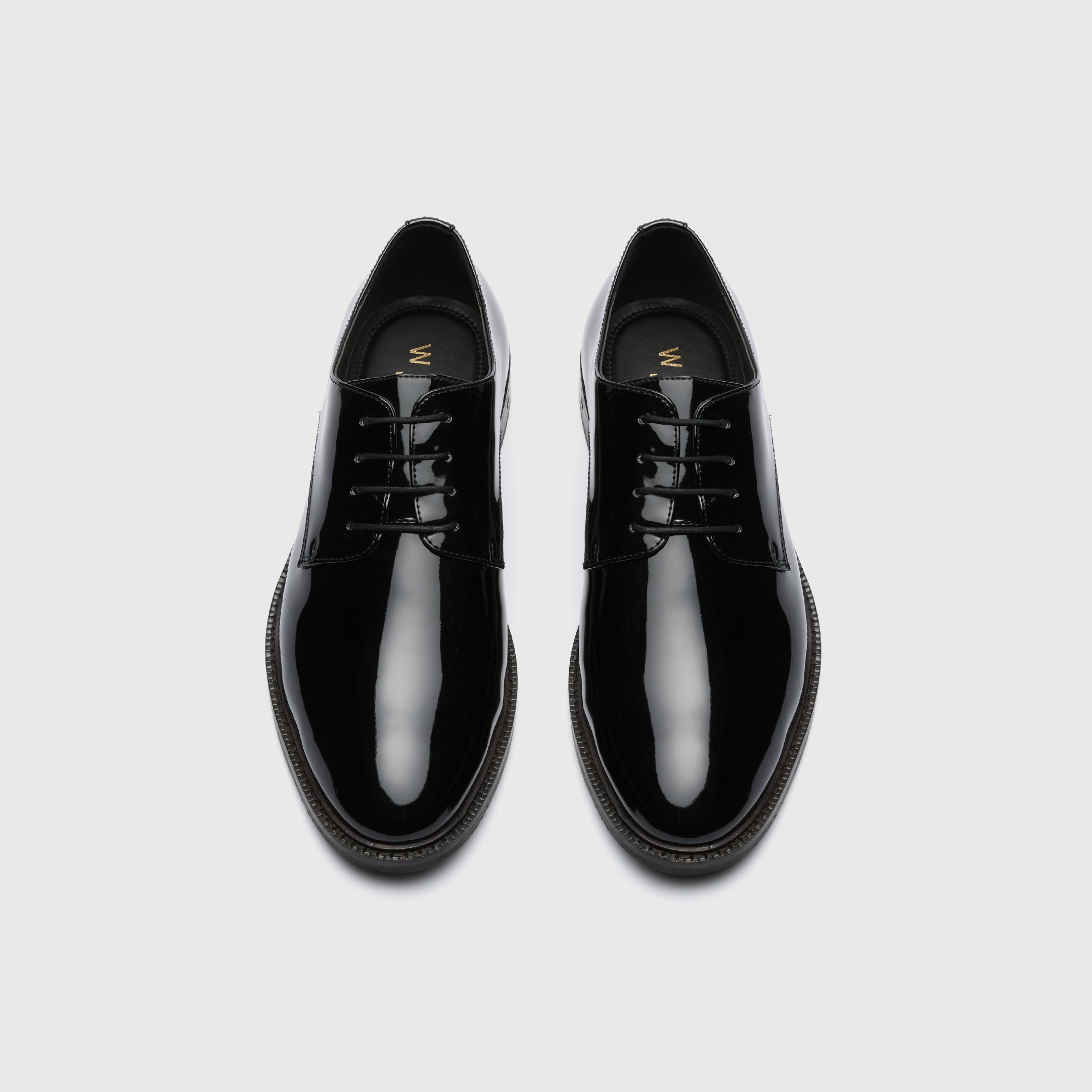 WALK London Men's Oliver Derby Shoe in Black Patent Leather