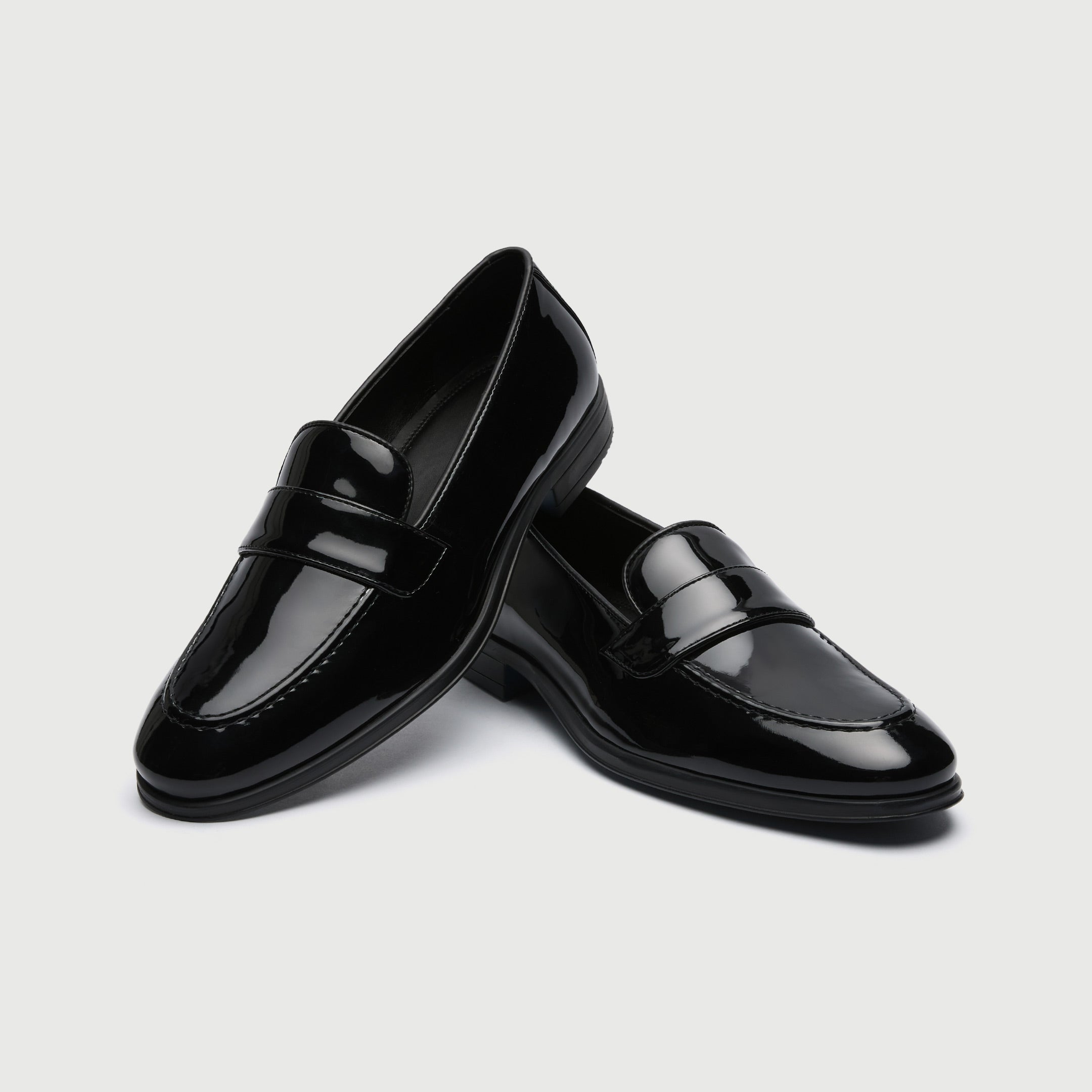 WALK London Mens Oscar Slip On Loafer in Black Patent Leather