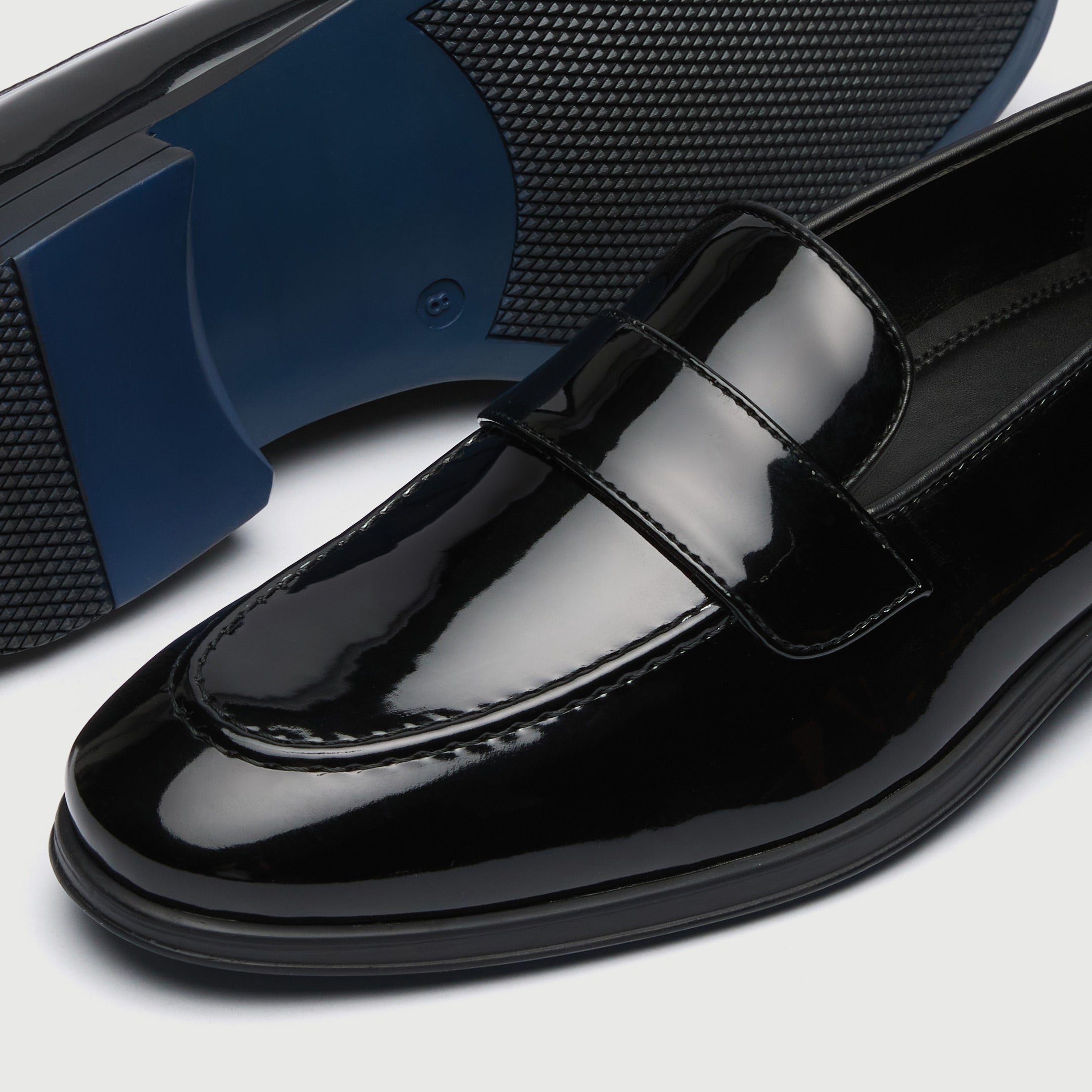 WALK London Mens Oscar Slip On Loafer in Black Patent Leather