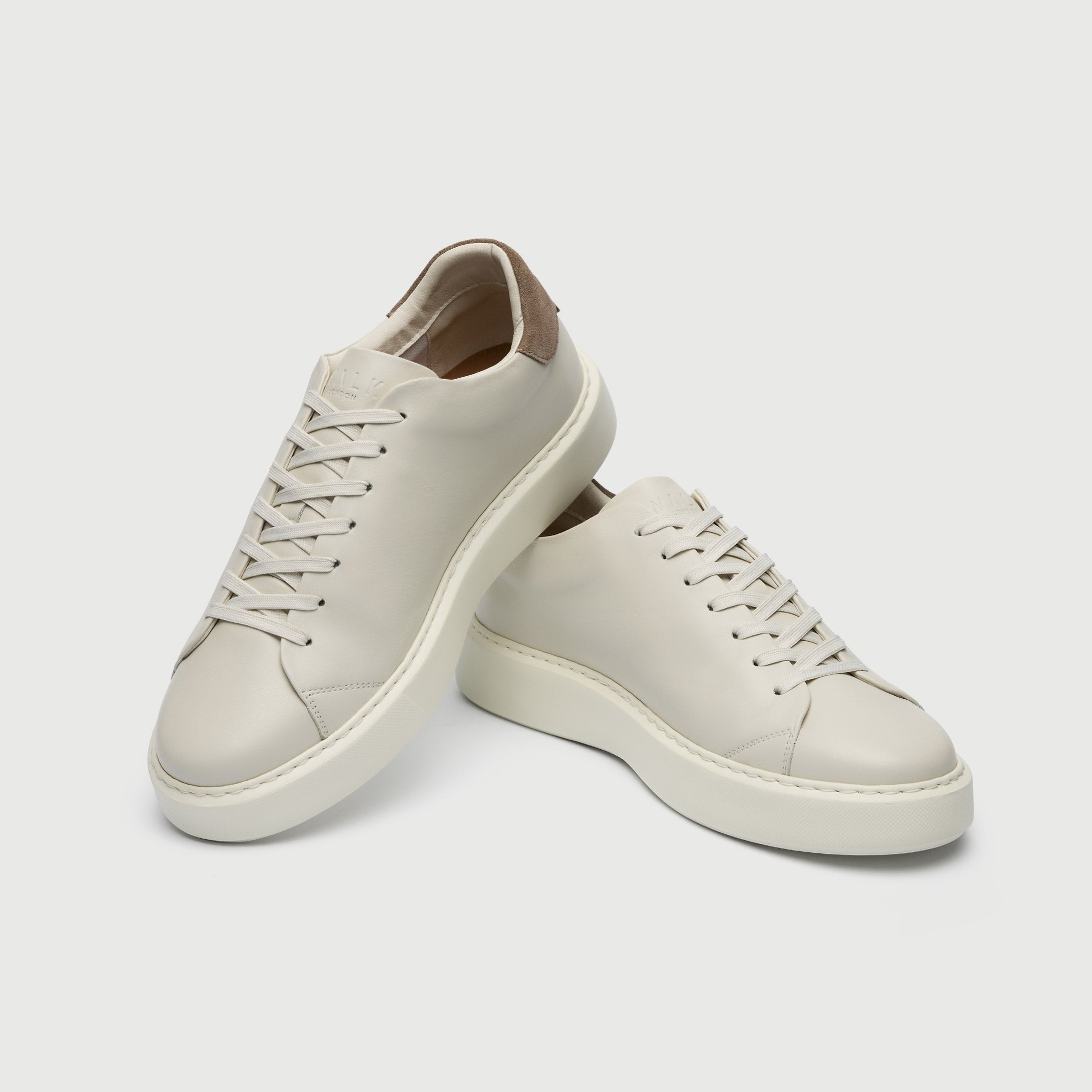 Walk London Men's Pasadena Trainer in Off White Leather