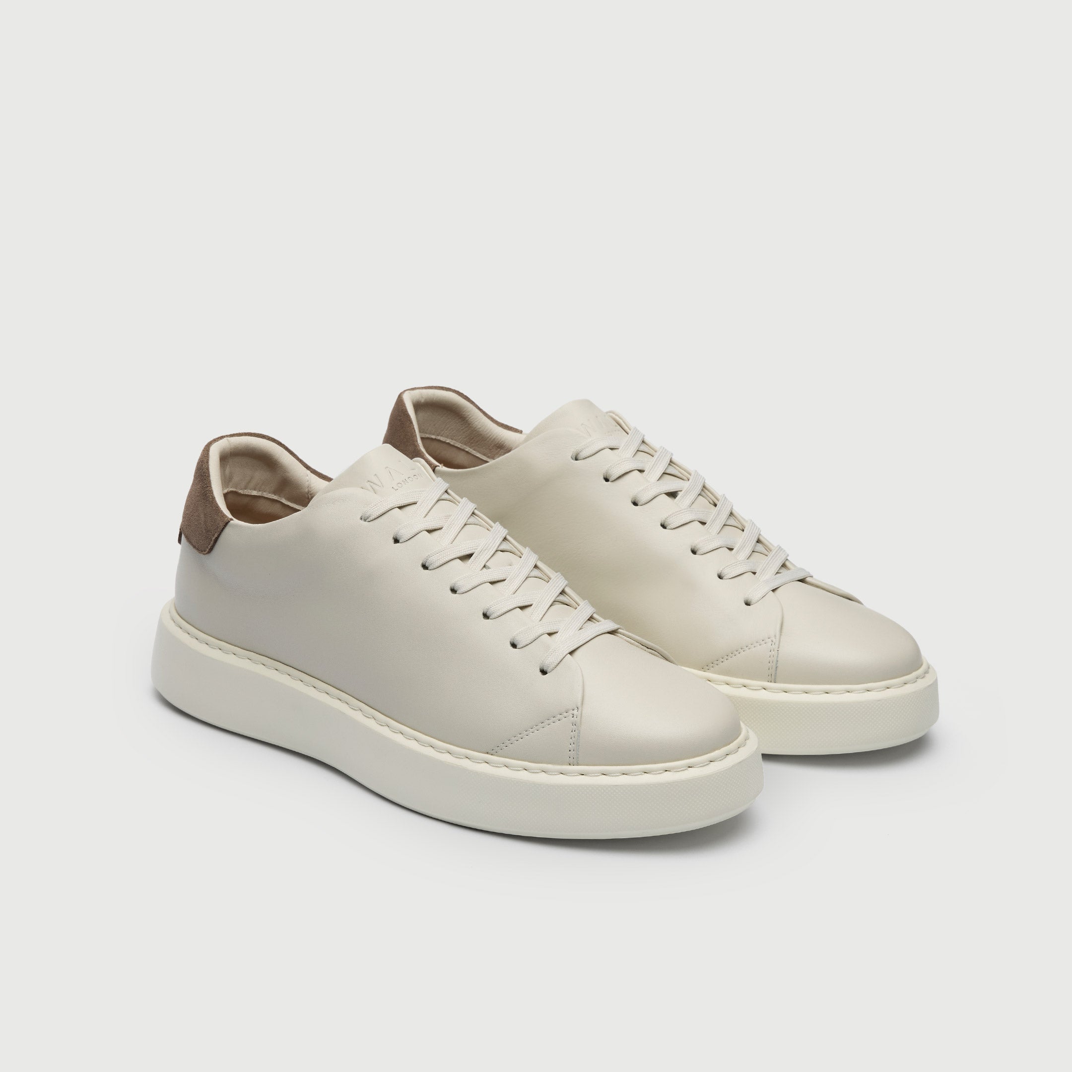 Walk London Men's Pasadena Trainer in Off White Leather