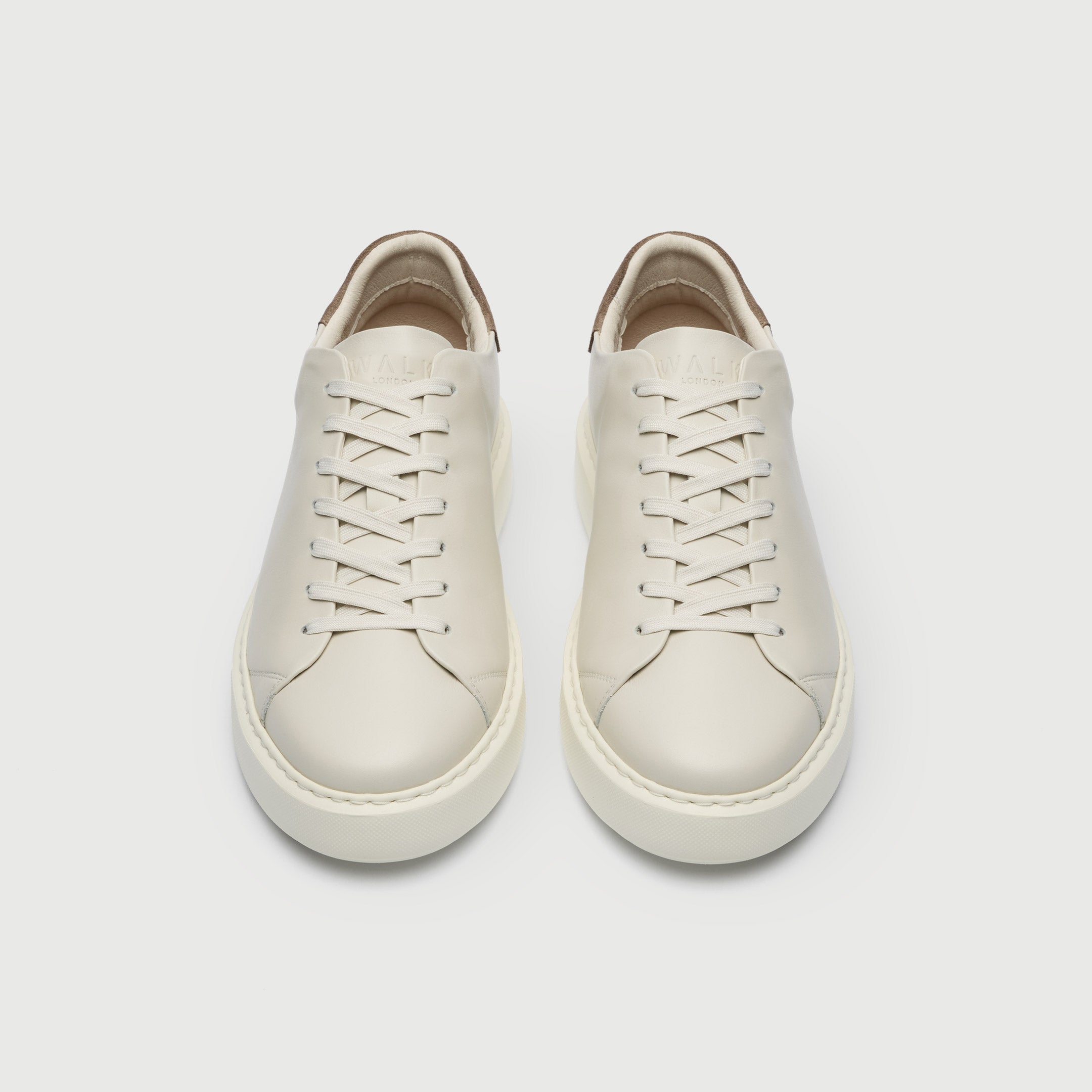 Walk London Men's Pasadena Trainer in Off White Leather