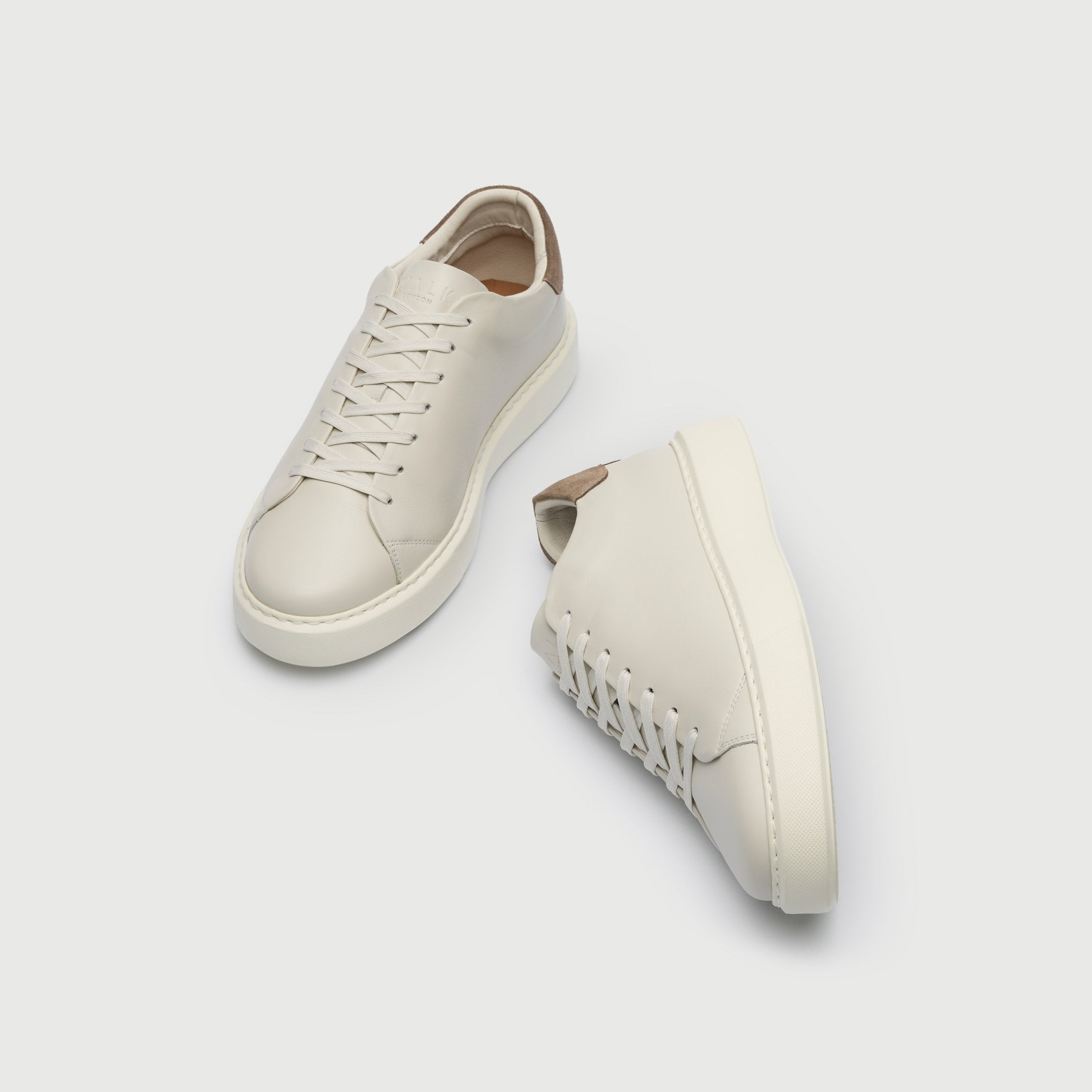 Walk London Men's Pasadena Trainer in Off White Leather