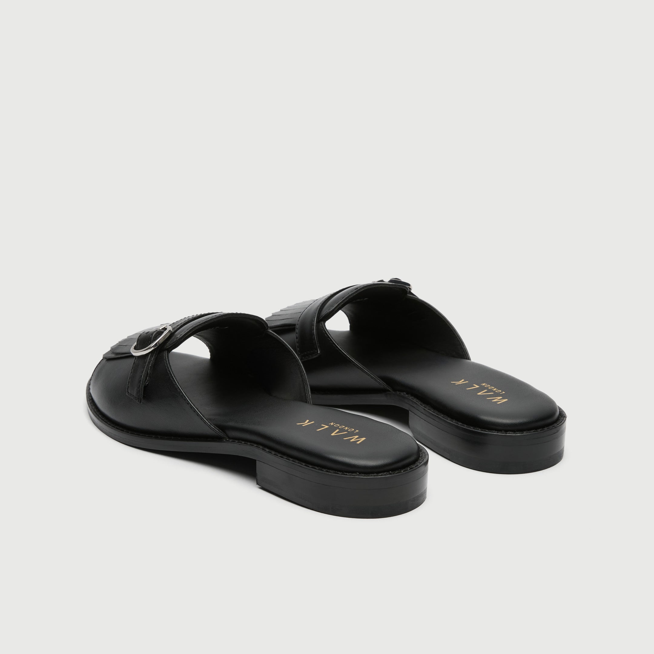 Walk London Womens Portofino Sandal in Black Leather