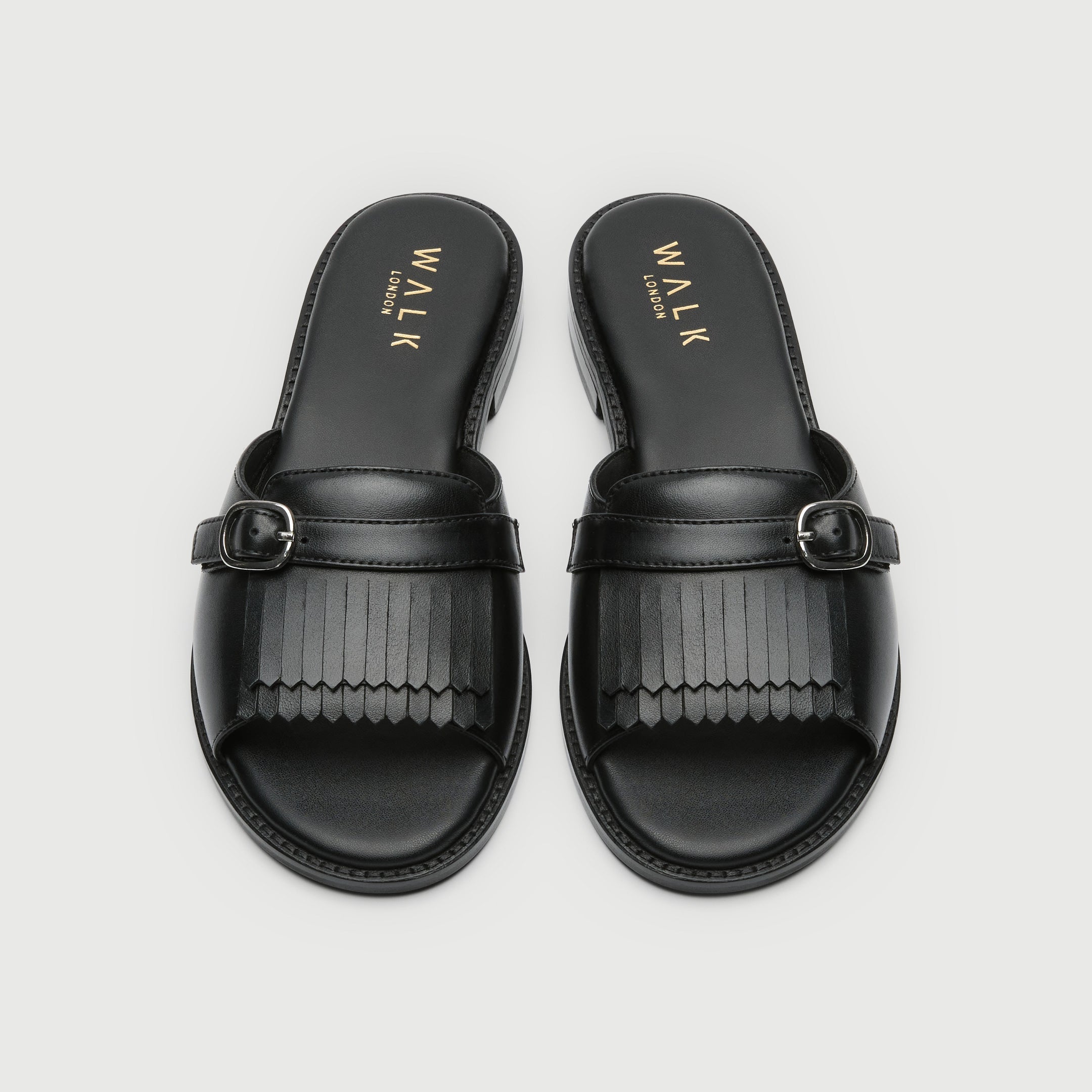 Walk London Womens Portofino Sandal in Black Leather