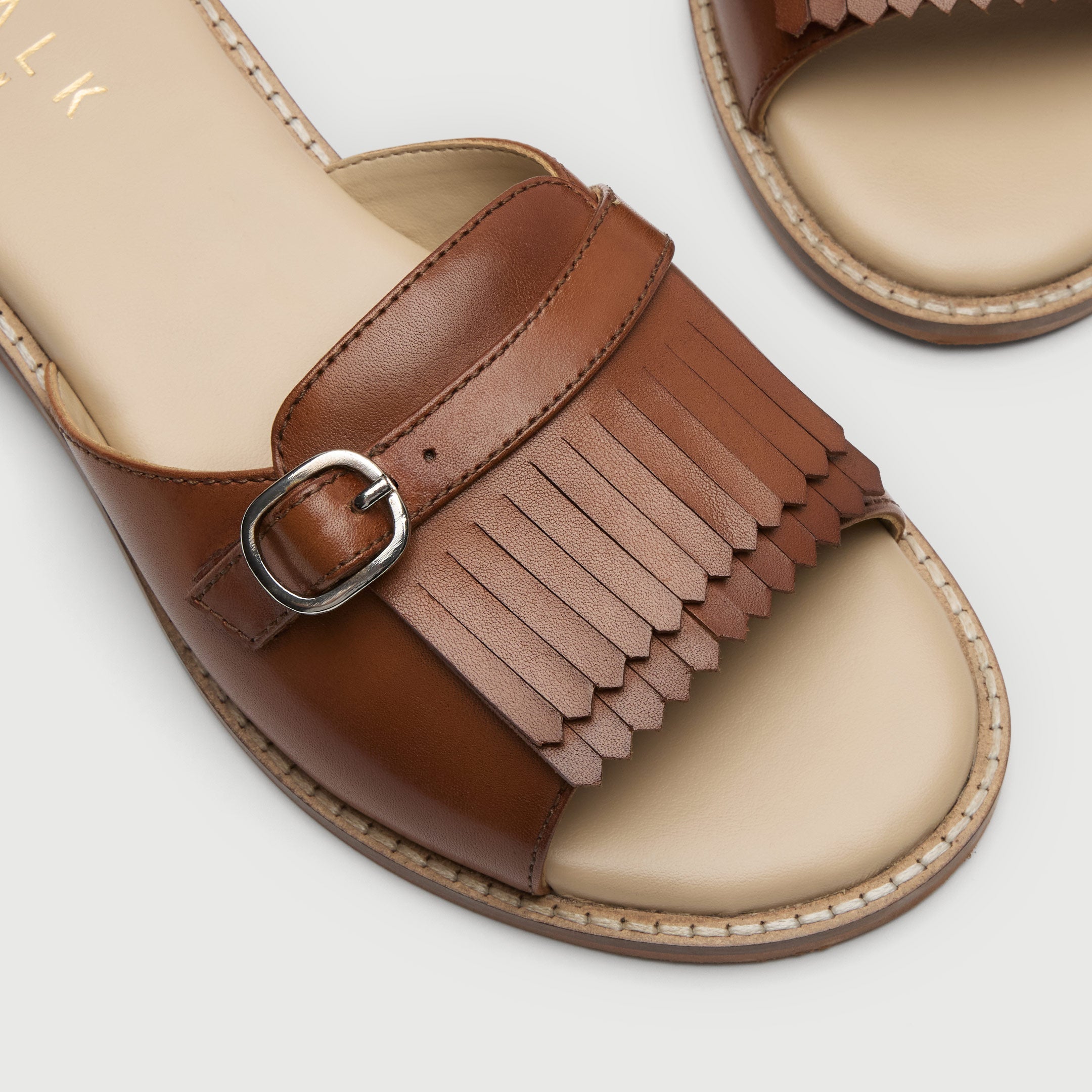 Walk London Womens Portofino Sandal in Tan Leather