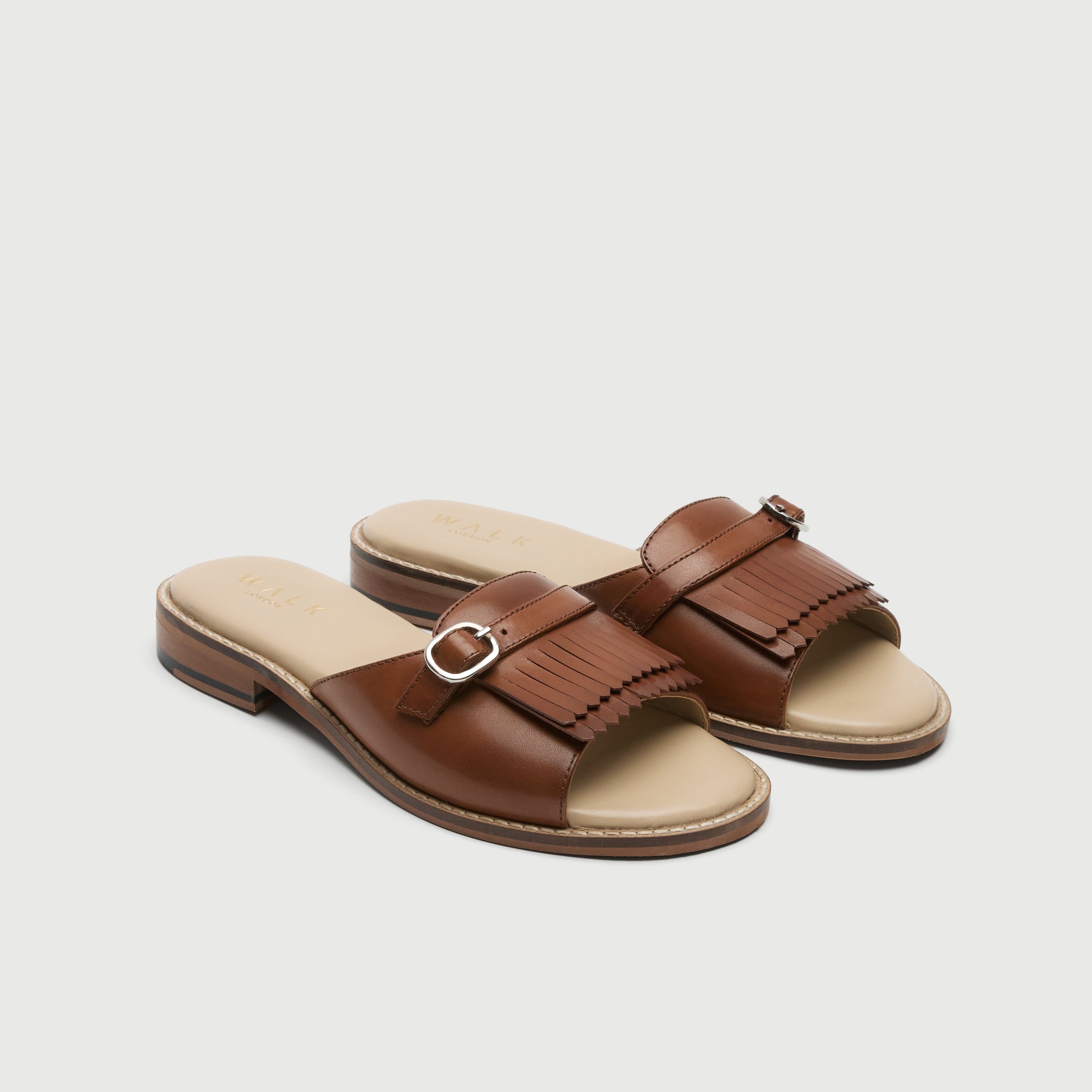 Walk London Womens Portofino Sandal in Tan Leather