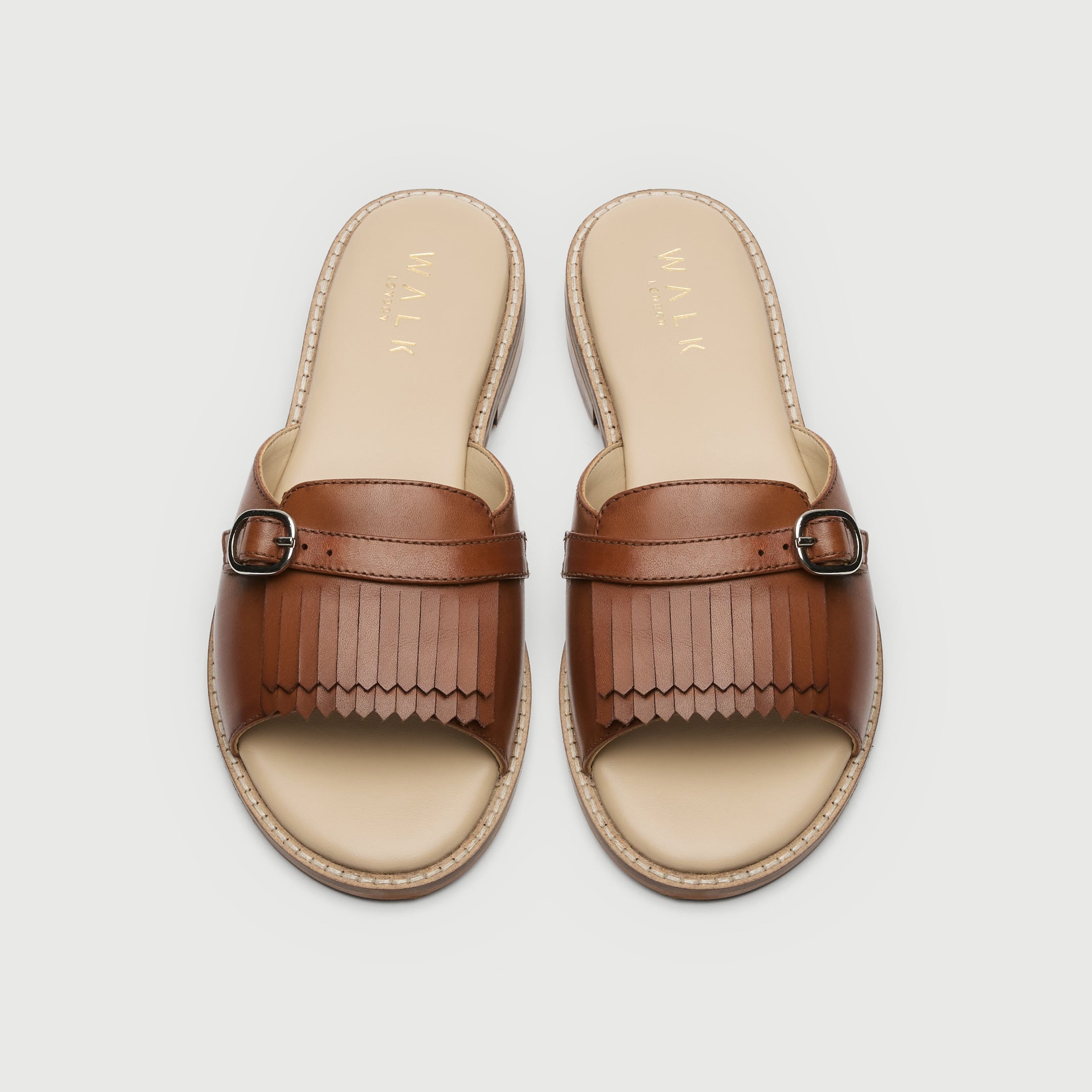 Walk London Womens Portofino Sandal in Tan Leather