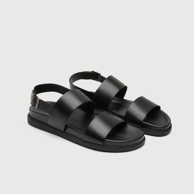 Walk London Mens Jackson Sandal in Black Leather