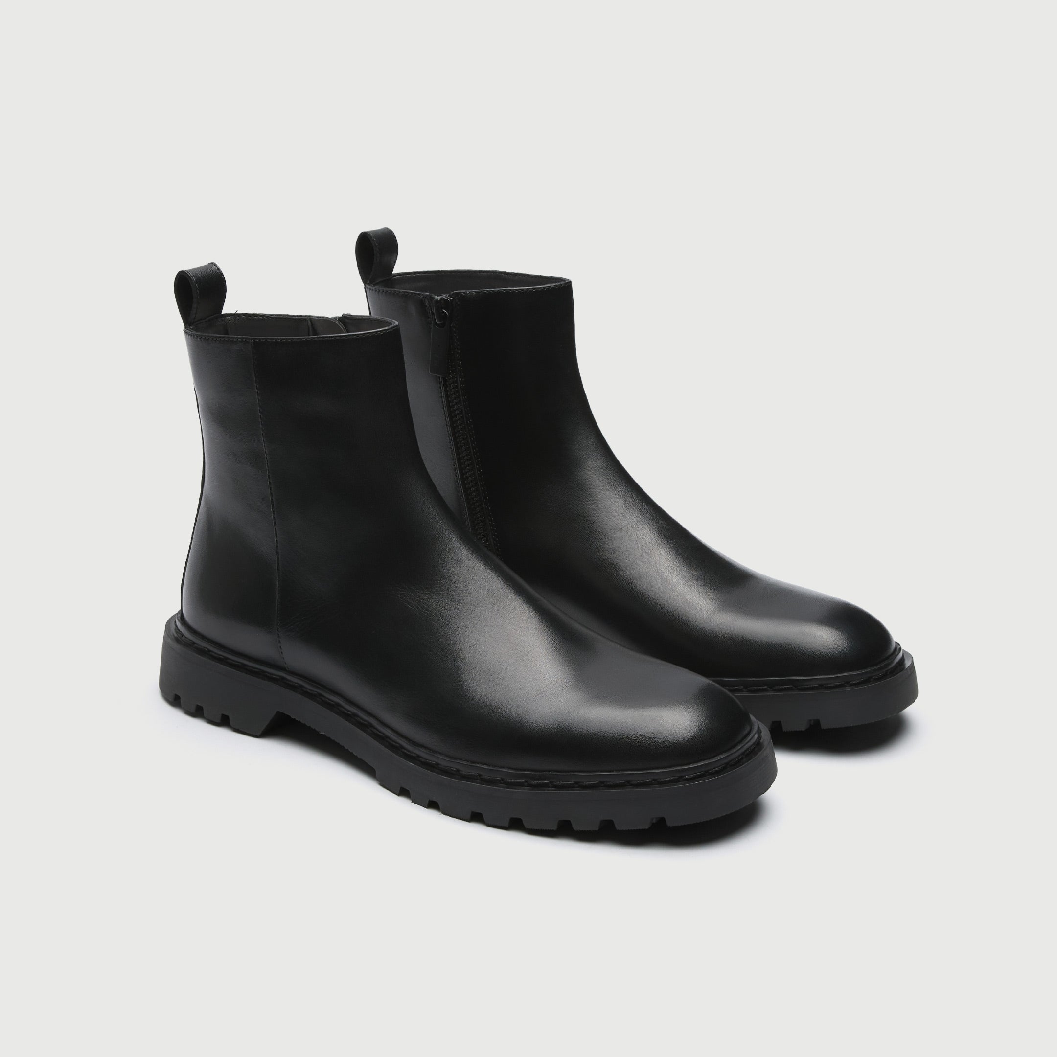 WALK London Mens Milano Inside Zip Boot in Black Leather