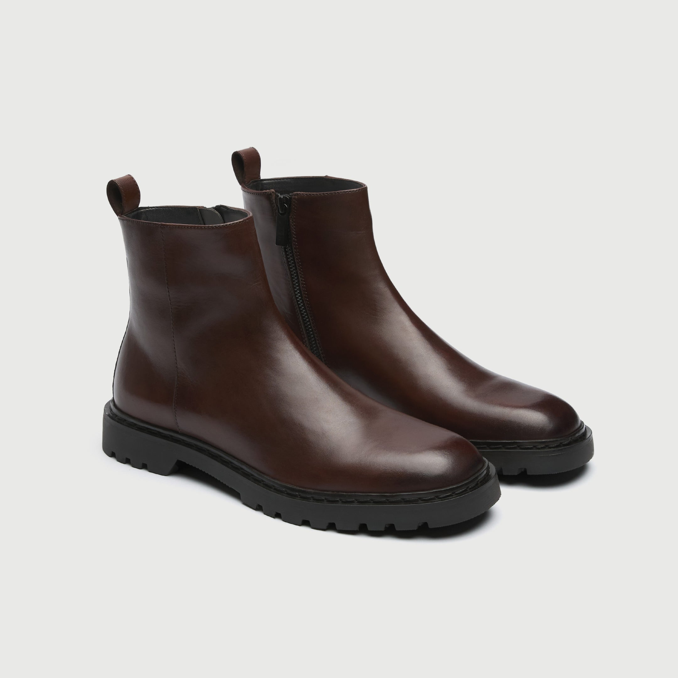 WALK London Mens Milano Inside Zip Boot in Brown Leather