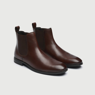 WALK London Mens Oscar Chelsea Boot in Brown Leather