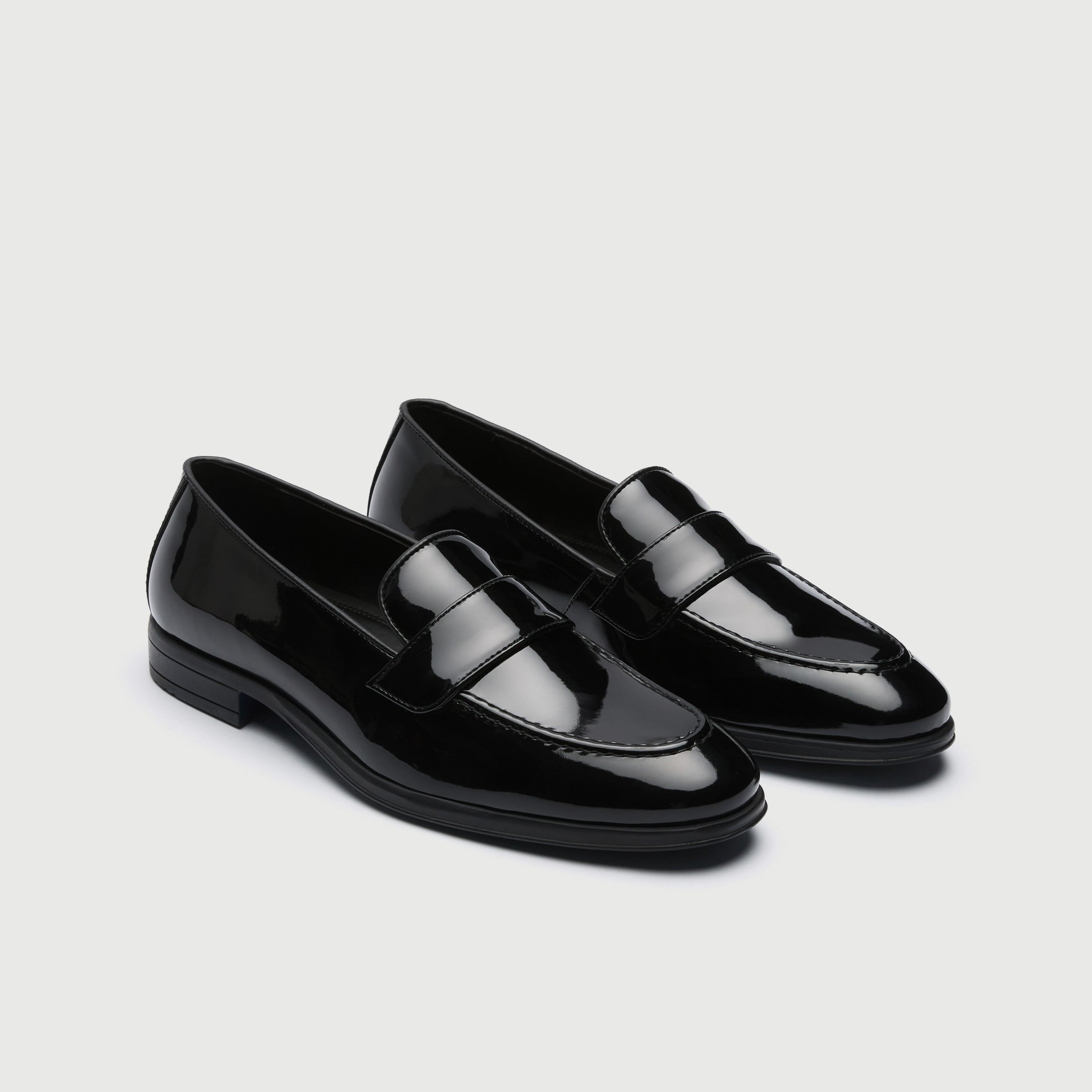 WALK London Mens Oscar Slip On Loafer in Black Patent Leather