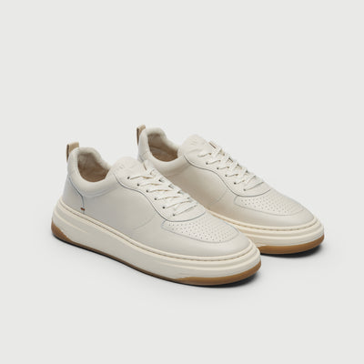 Walk London Men's Santa Monica Trainer in Off White Leather