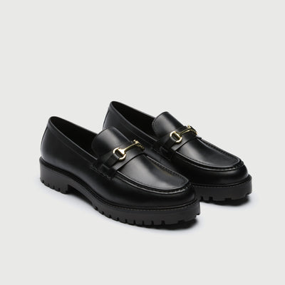 WALK London Sean Trim Loafer Black Leather