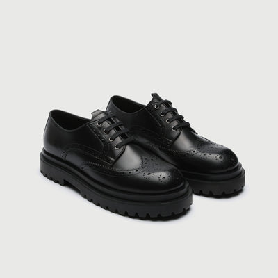 WALK London Mens Sully Brogue in Black Leather