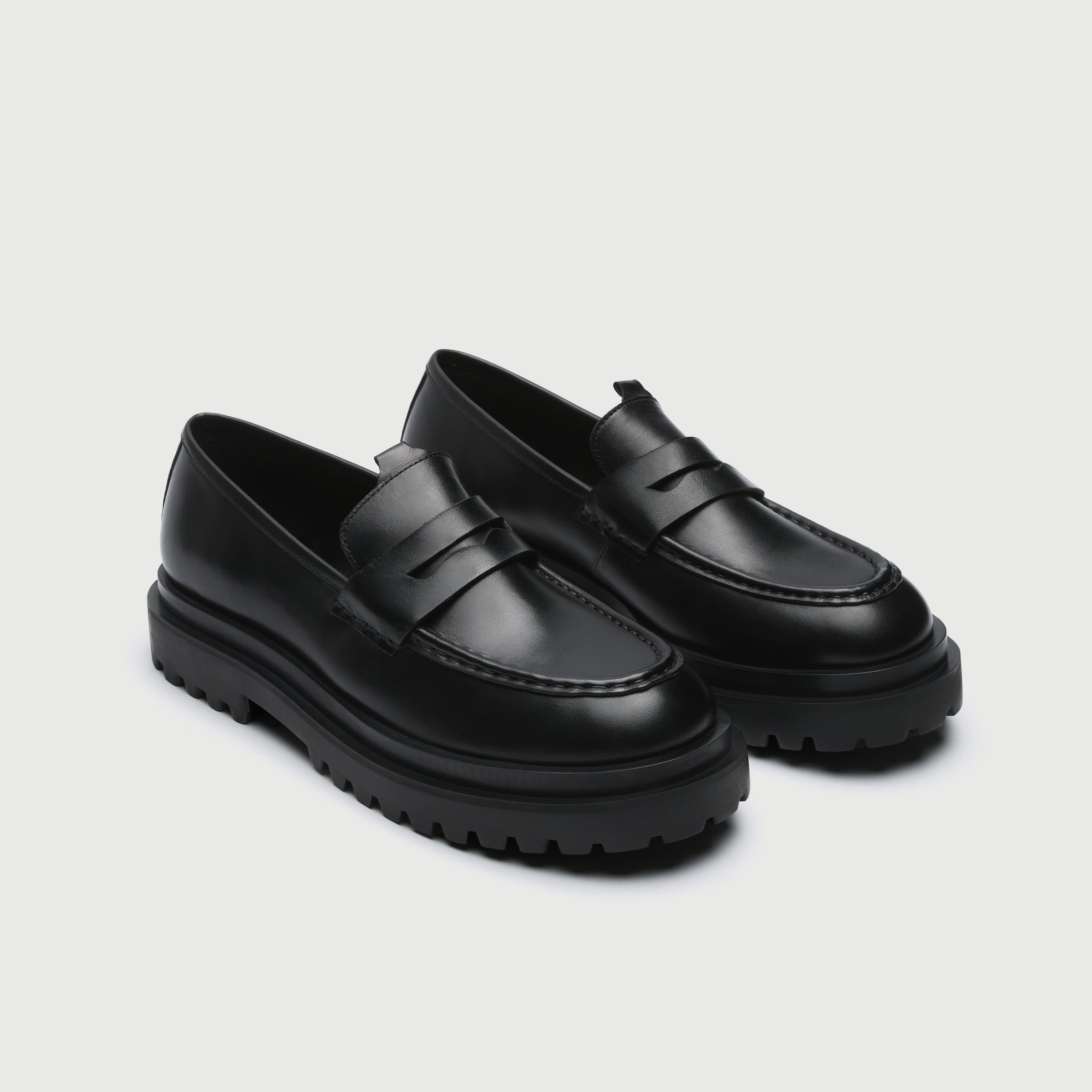 WALK London Men's Sully Saddle Loafer in Black Leather