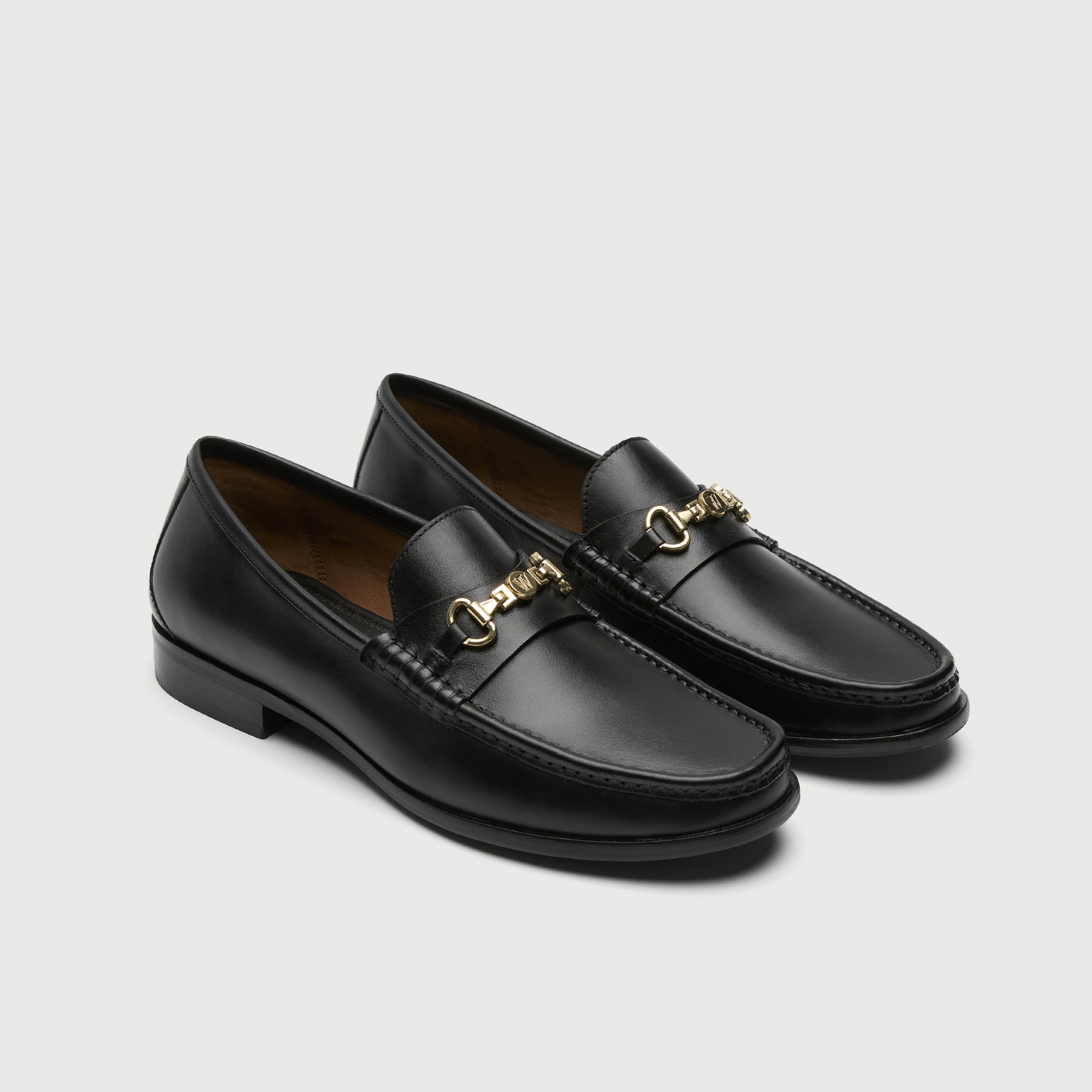 Walk London Mens Tino Trim Loafer in Black Leather