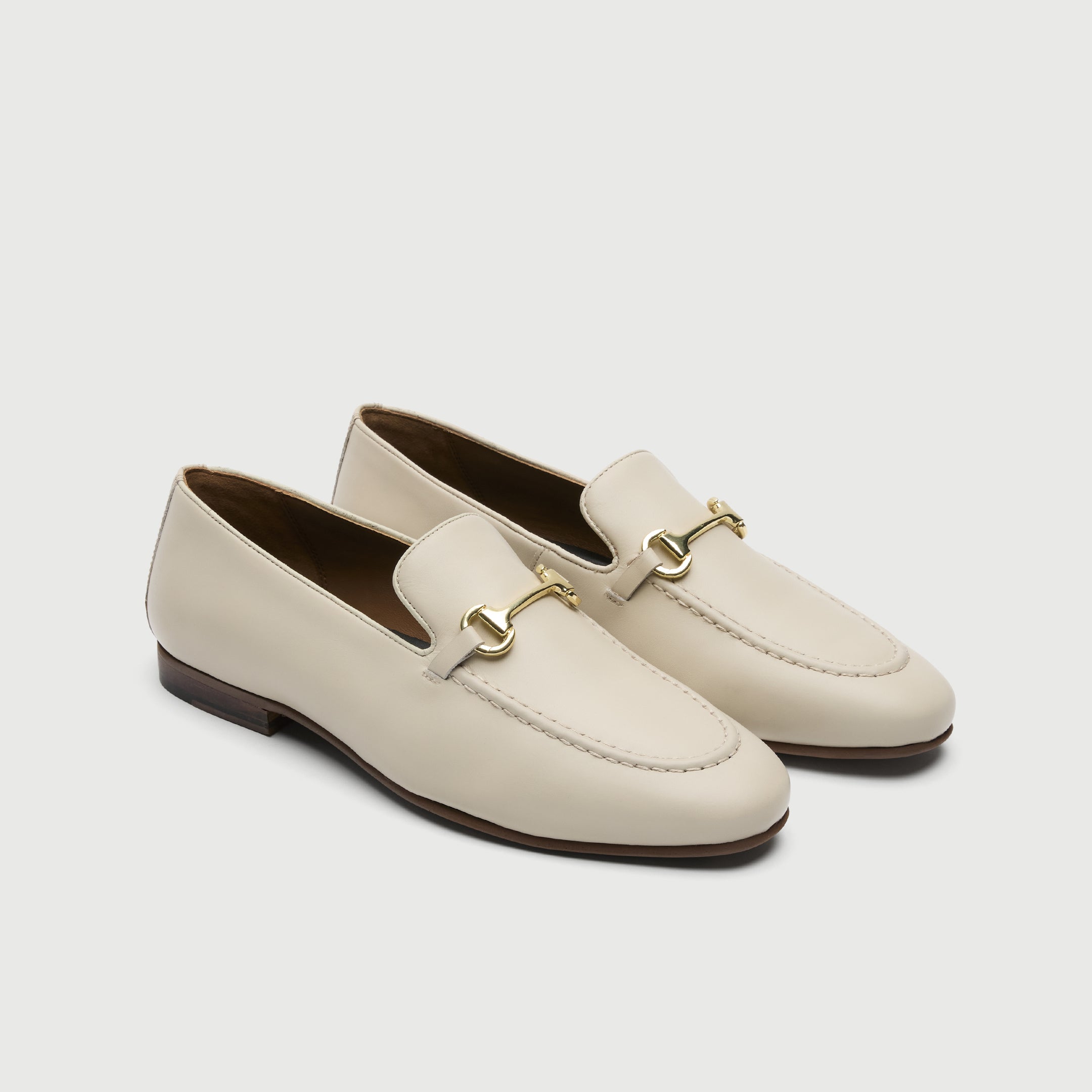 Walk London Mens Trent Trim Loafer in Off White Leather