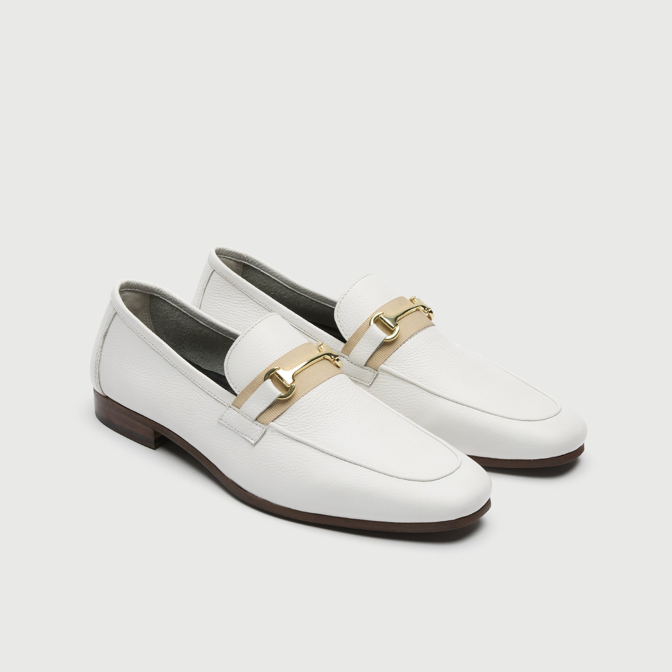 Walk London Mens Capri Trim Loafer in White Grain Leather