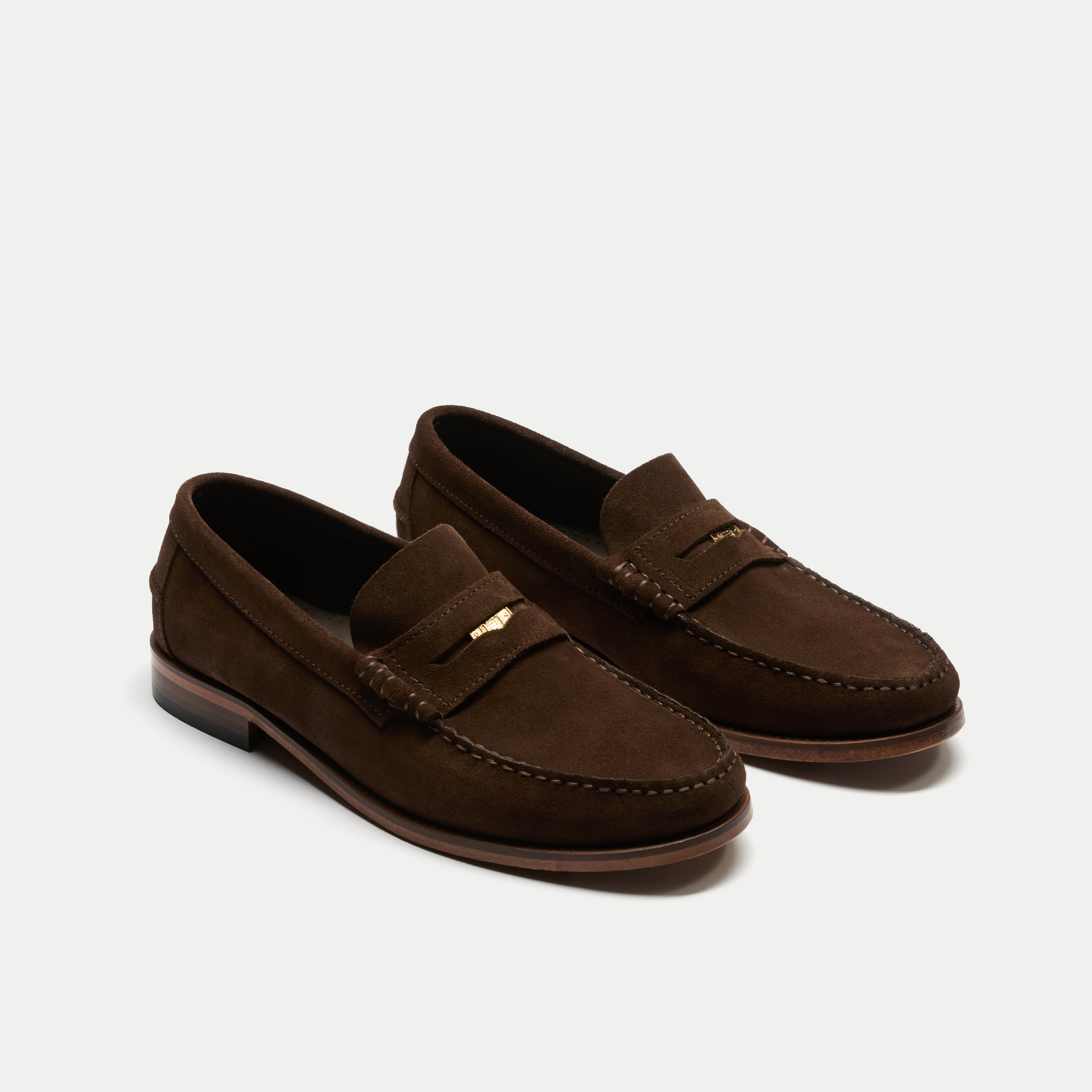 Walk London Mens Dalston Penny Loafer in Brown Suede