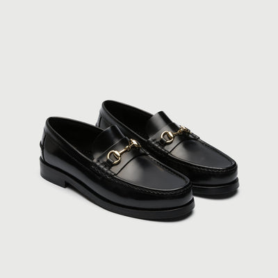 Walk London Mens Dalston Trim Loafer in Smooth Black Leather