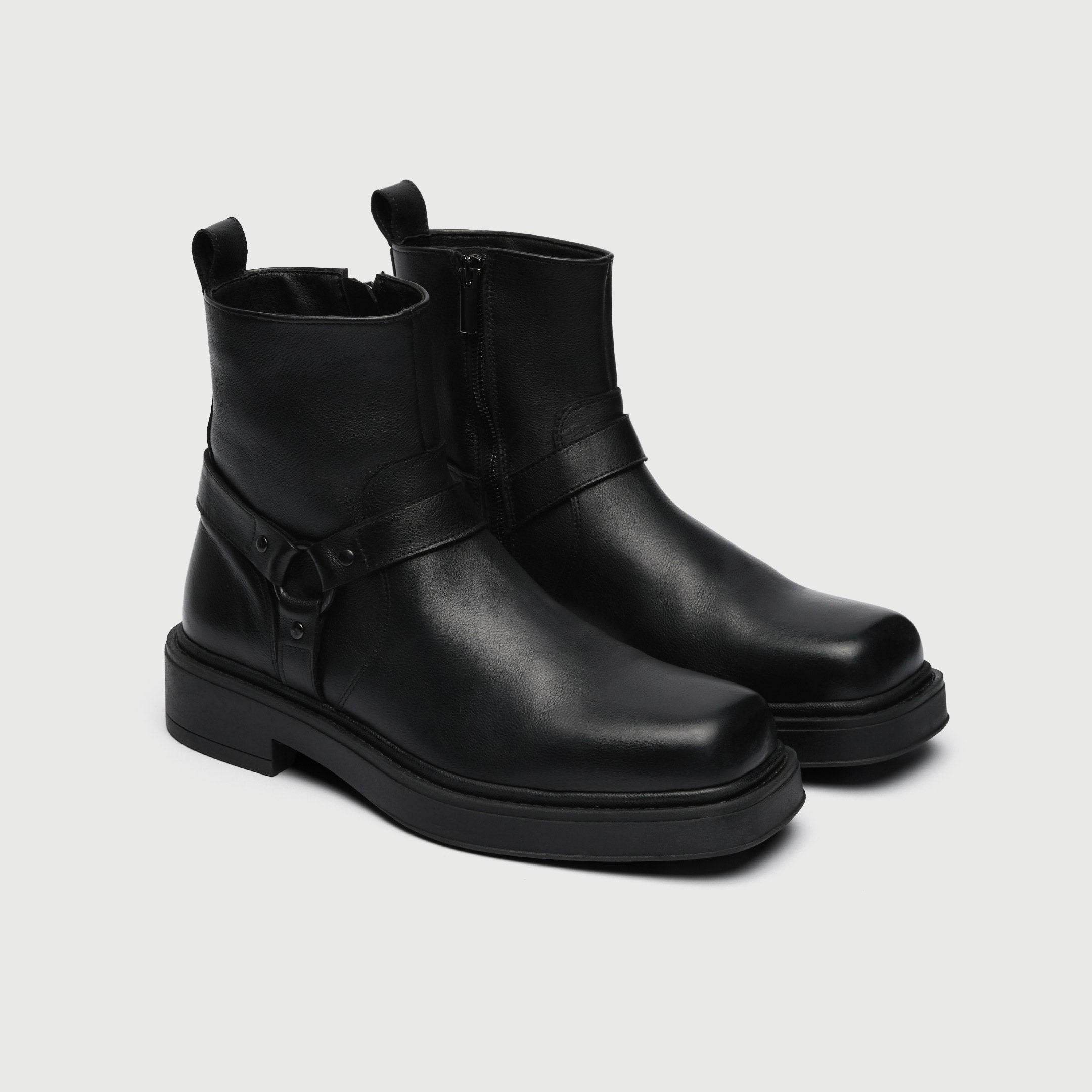 Walk London Men's Islington Buckle Boot in Black Leather