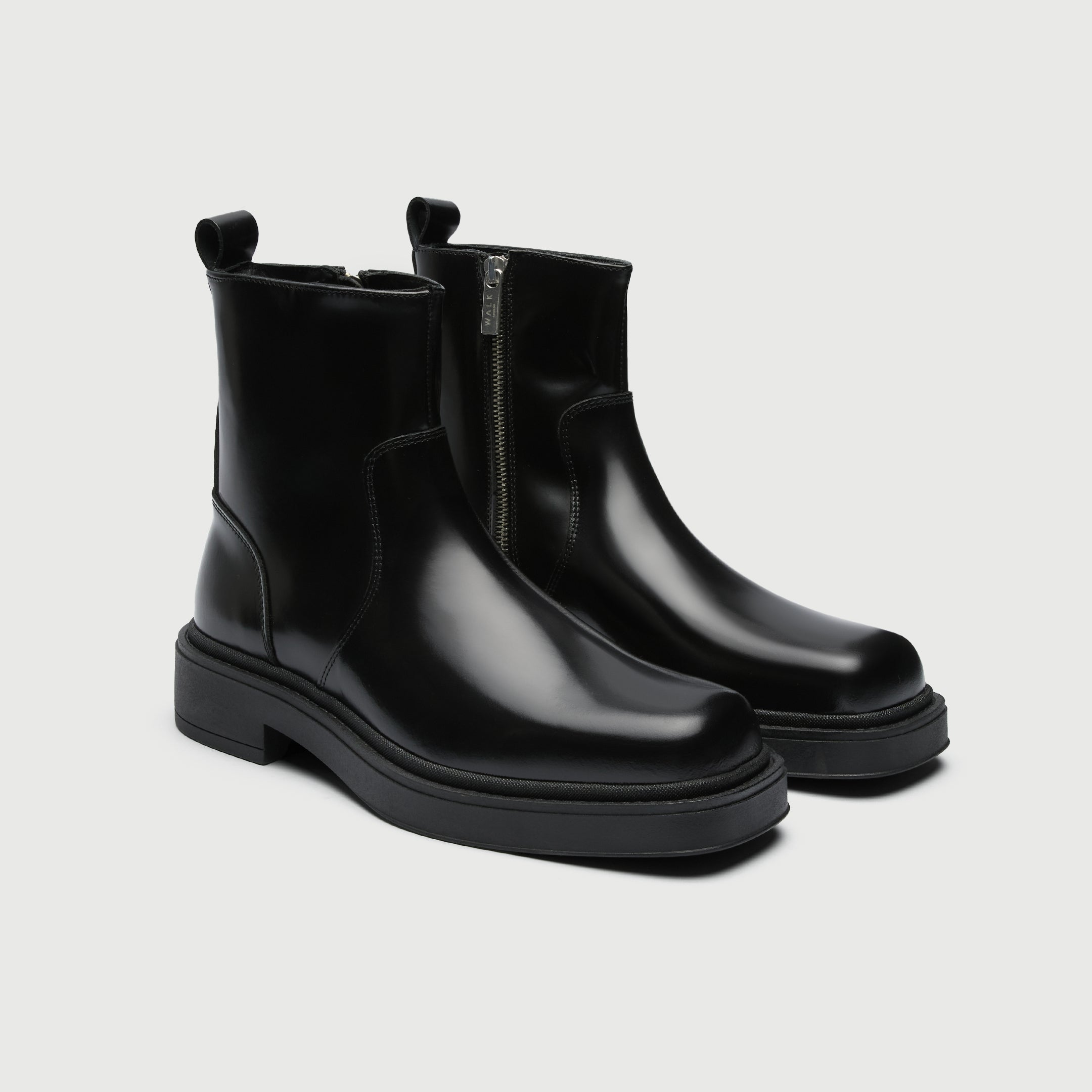 Walk London Mens Islington Inside Zip Boot in Black Leather