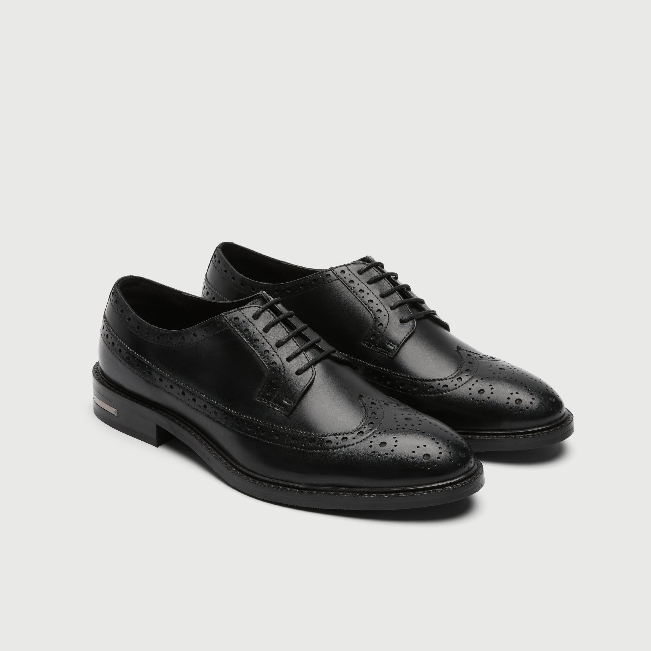 Walk London Mens Oliver Brogue in Black Leather