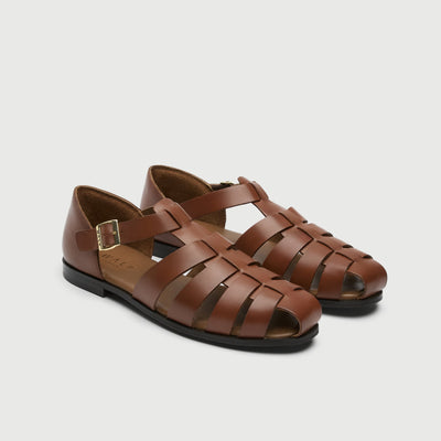 Walk London Mens Promenade Sandal in Tan Leather