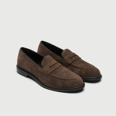 Walk London Mens Putney Saddle Loafer in Brown Suede