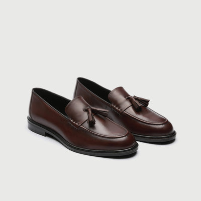 Walk London Mens Putney Tassel Loafer - Brown Leather