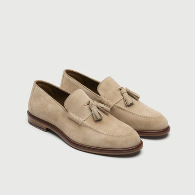 Walk London Mens Putney Tassel Loafer - Stone Suede