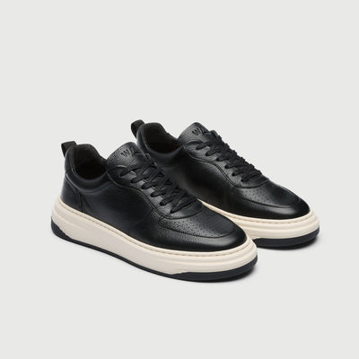 Walk London Men's Santa Monica Trainer in Black Leather