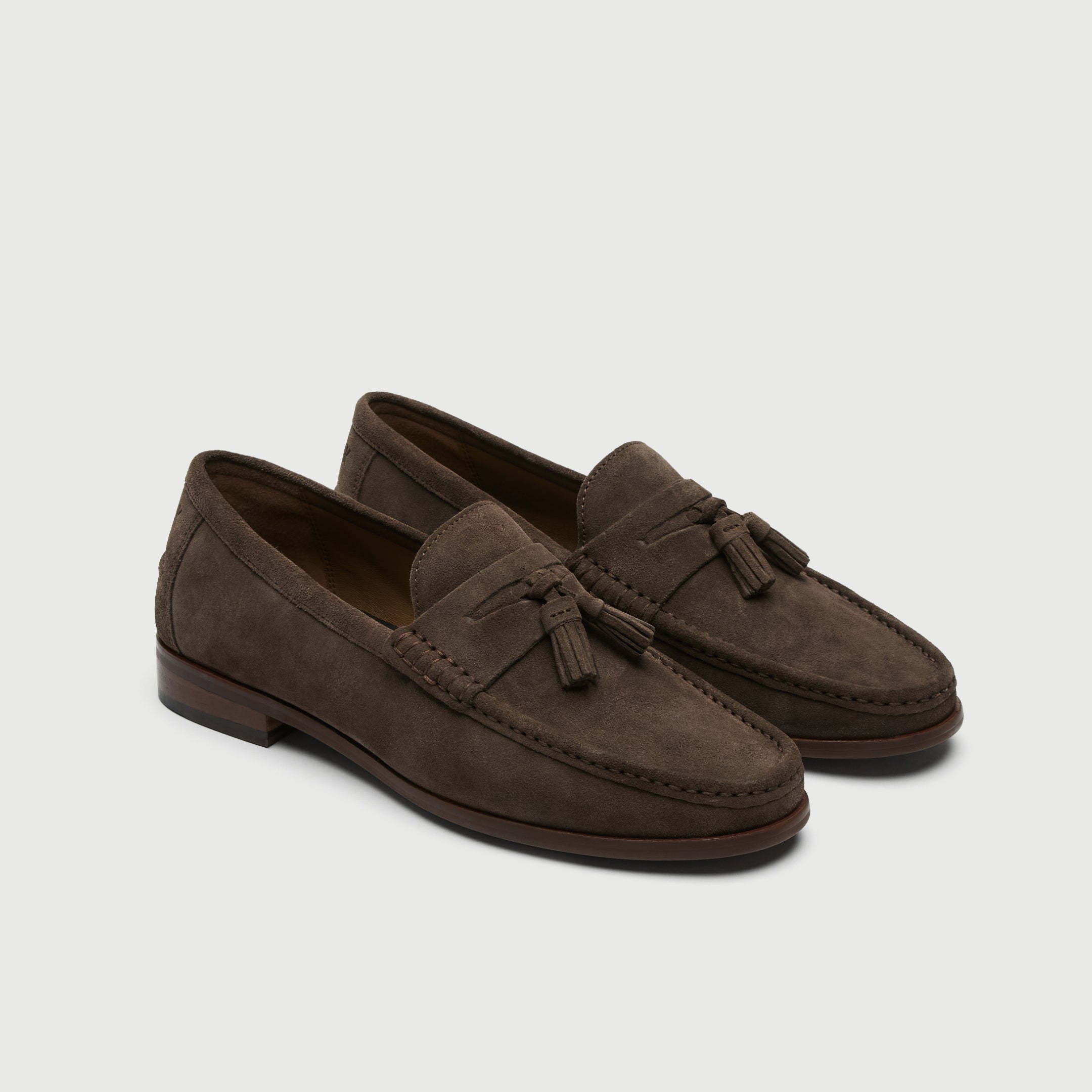 WALK London Mens Tino Tassel Loafer in Brown Suede