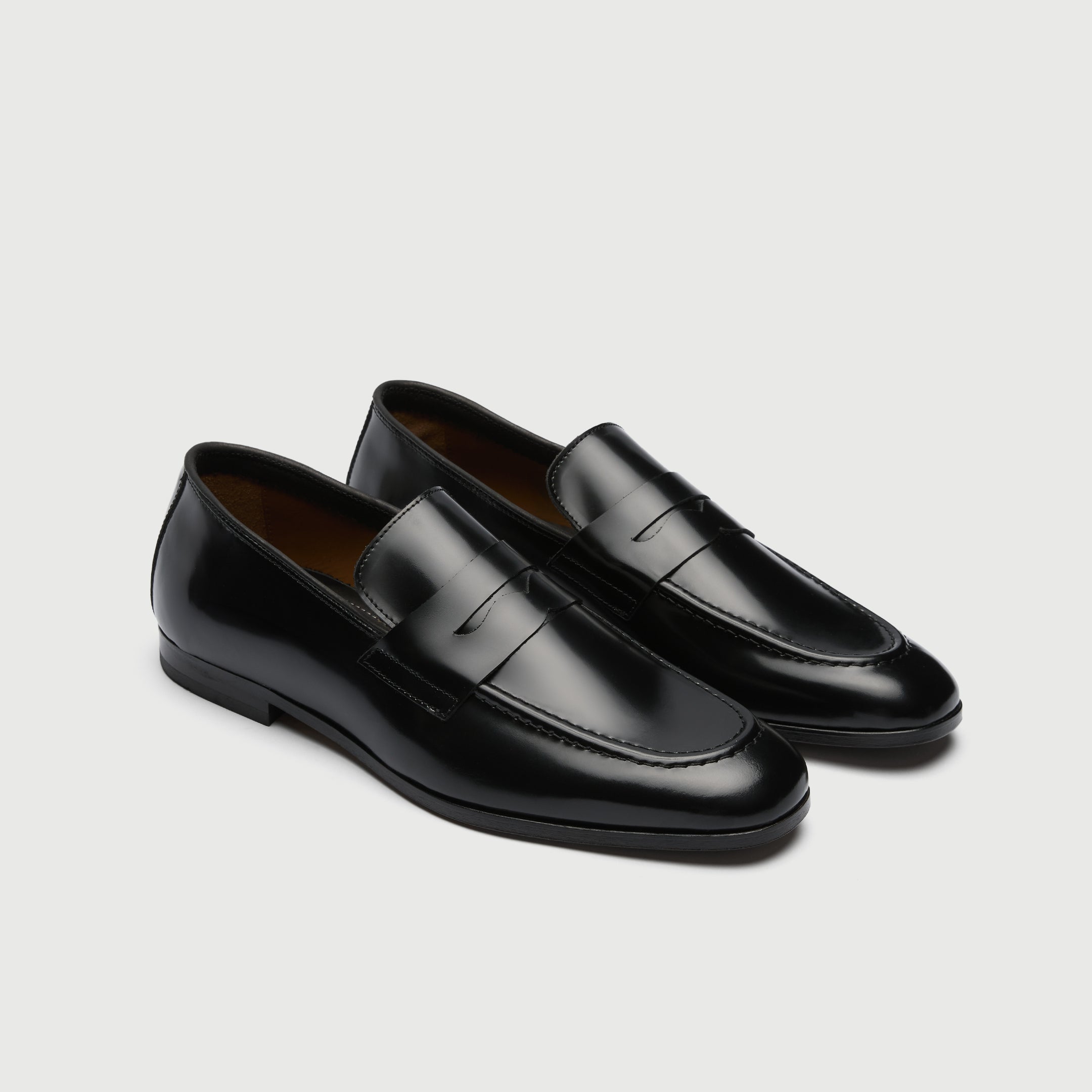 Walk London Mens Windsor Saddle Loafer in Smooth Black Leather