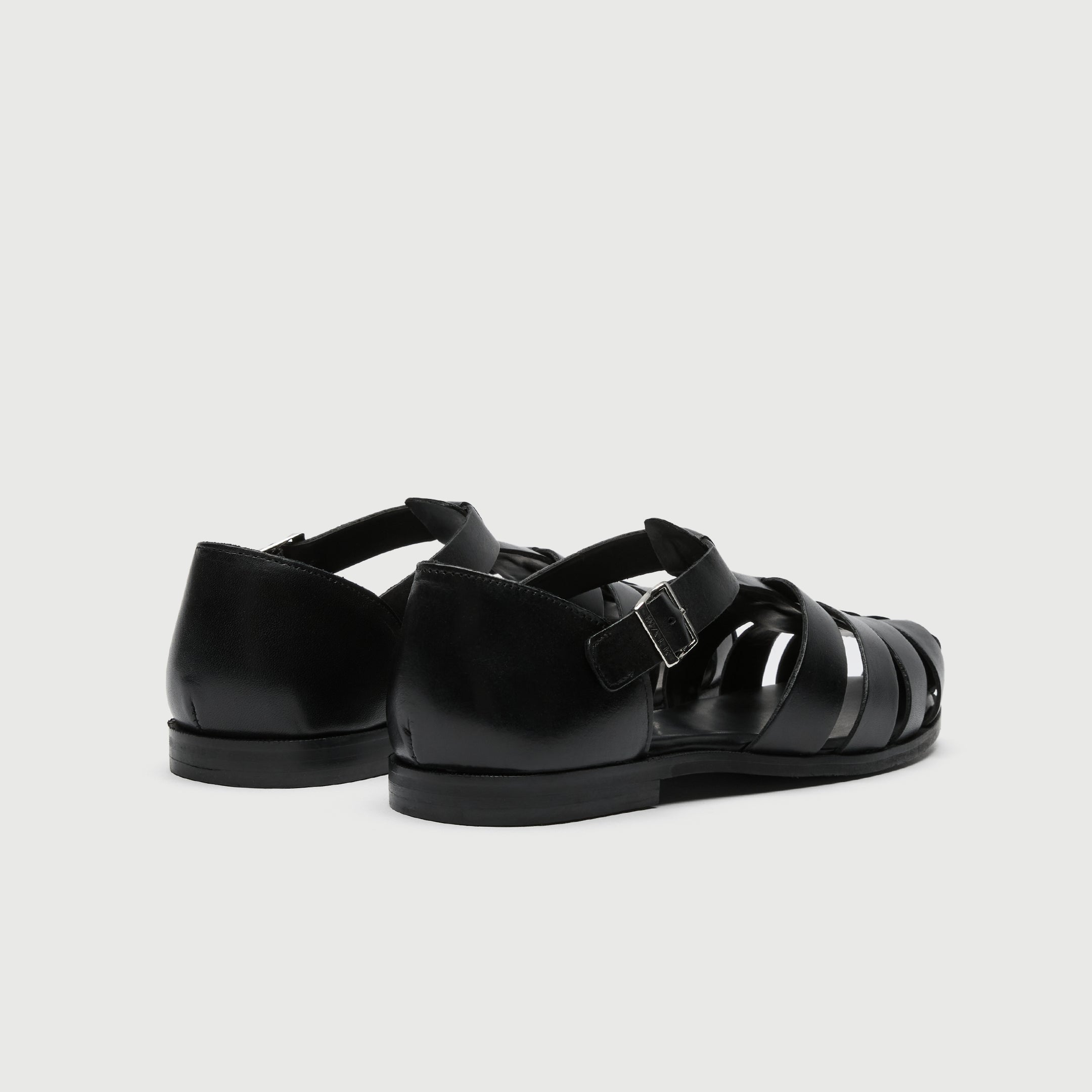 Walk London Mens Promenade Sandal in Black Leather