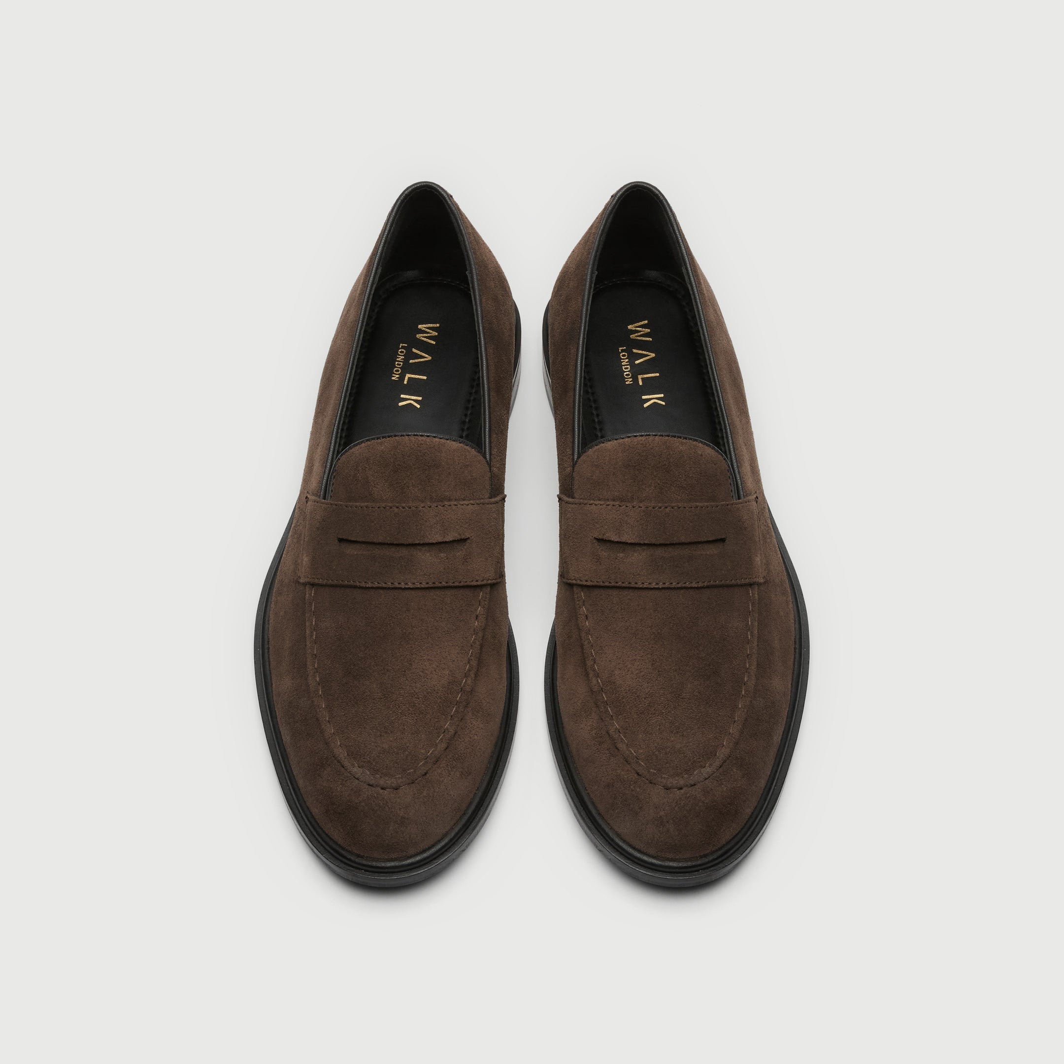 Walk London Mens Putney Saddle Loafer in Brown Suede