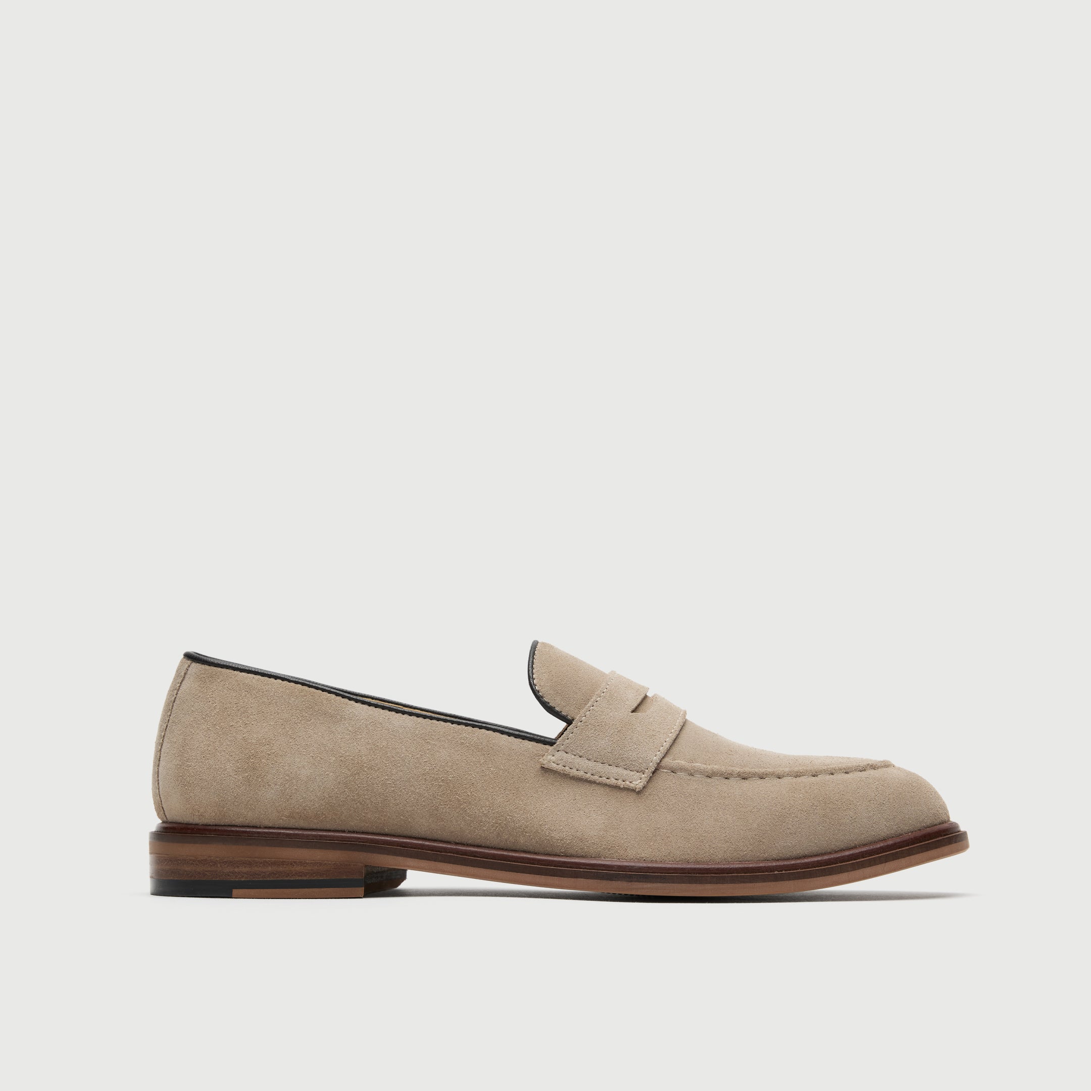 Walk London Mens Putney Saddle Loafer in Stone Suede