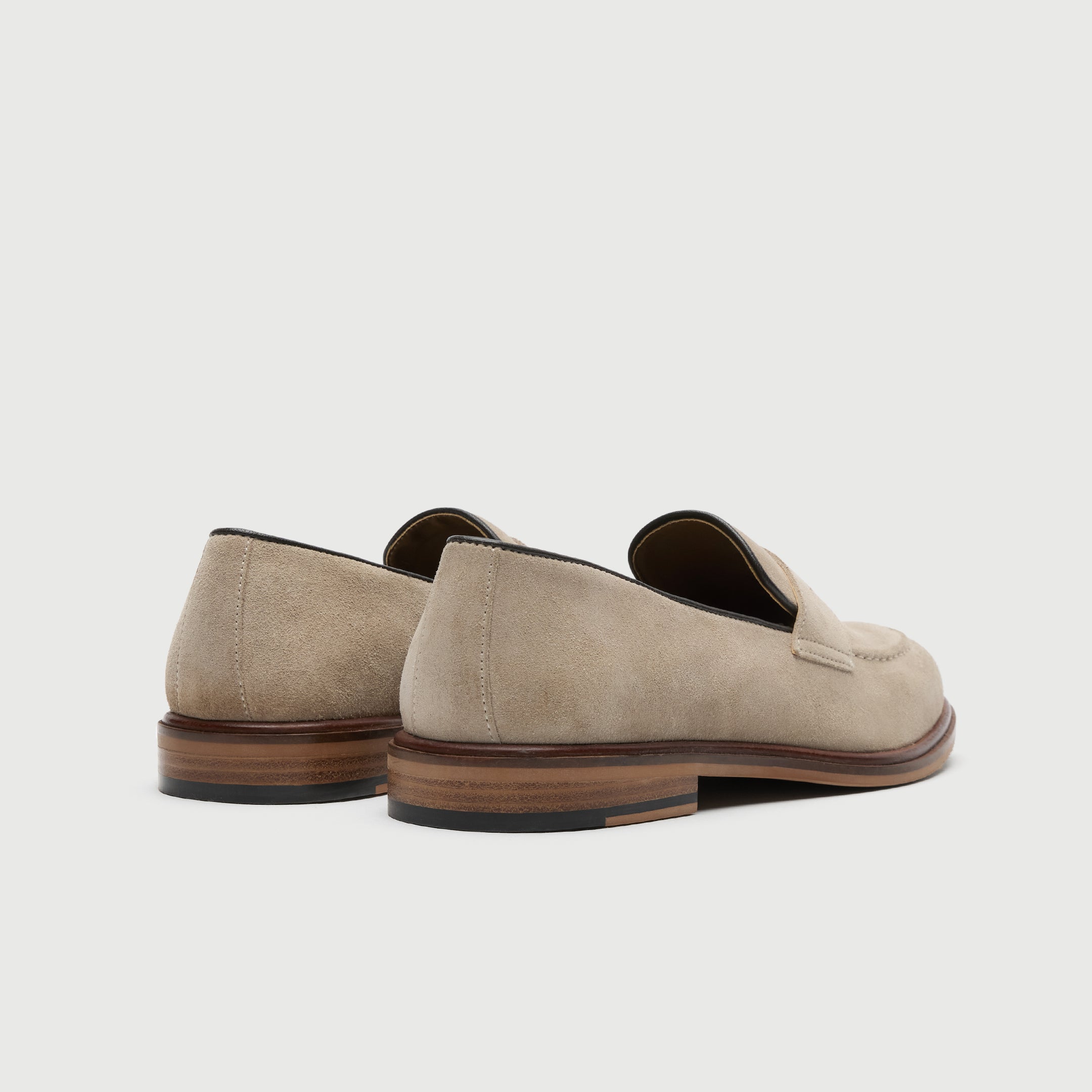 Walk London Mens Putney Saddle Loafer in Stone Suede