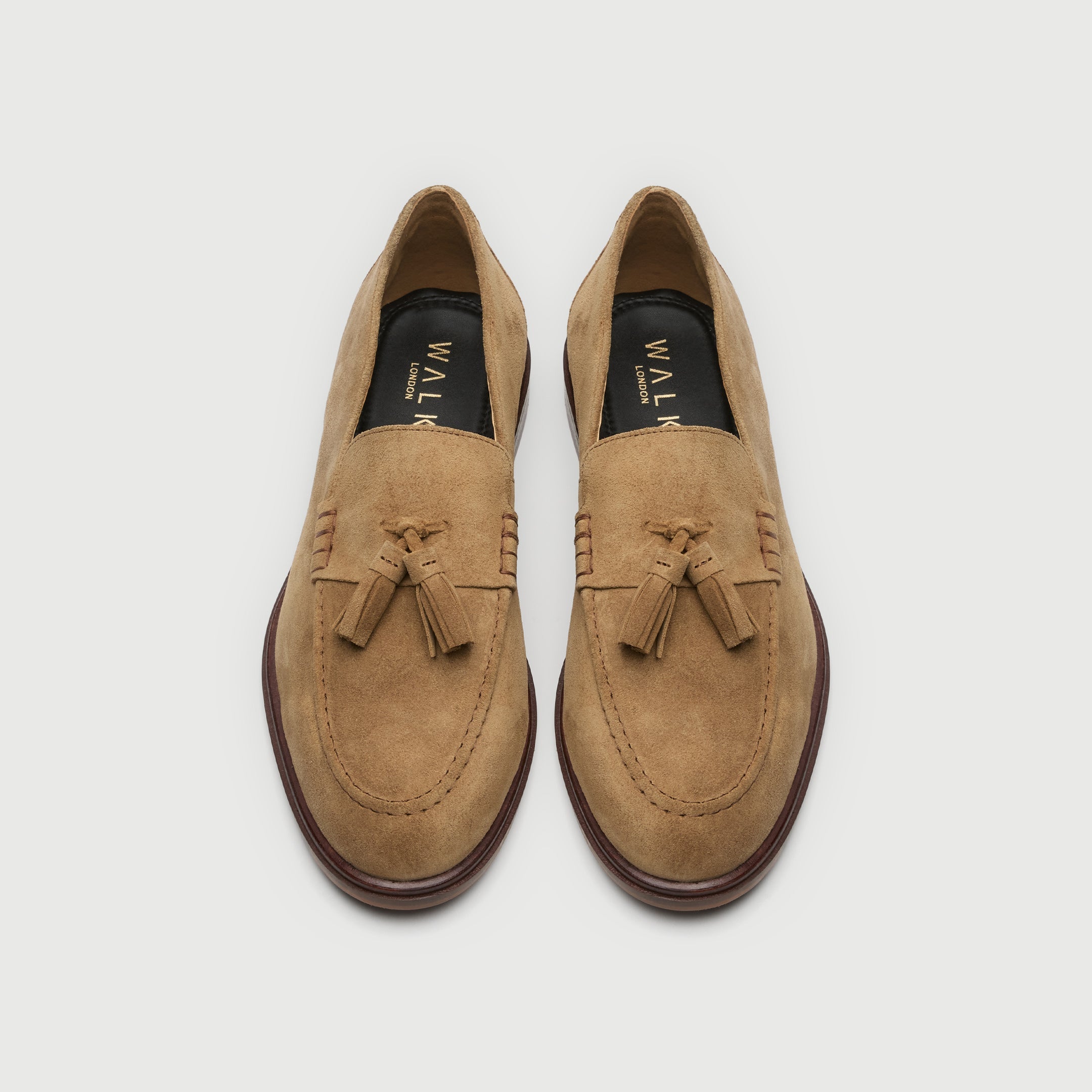 Walk London Mens Putney Tassel Loafer - Tan Suede