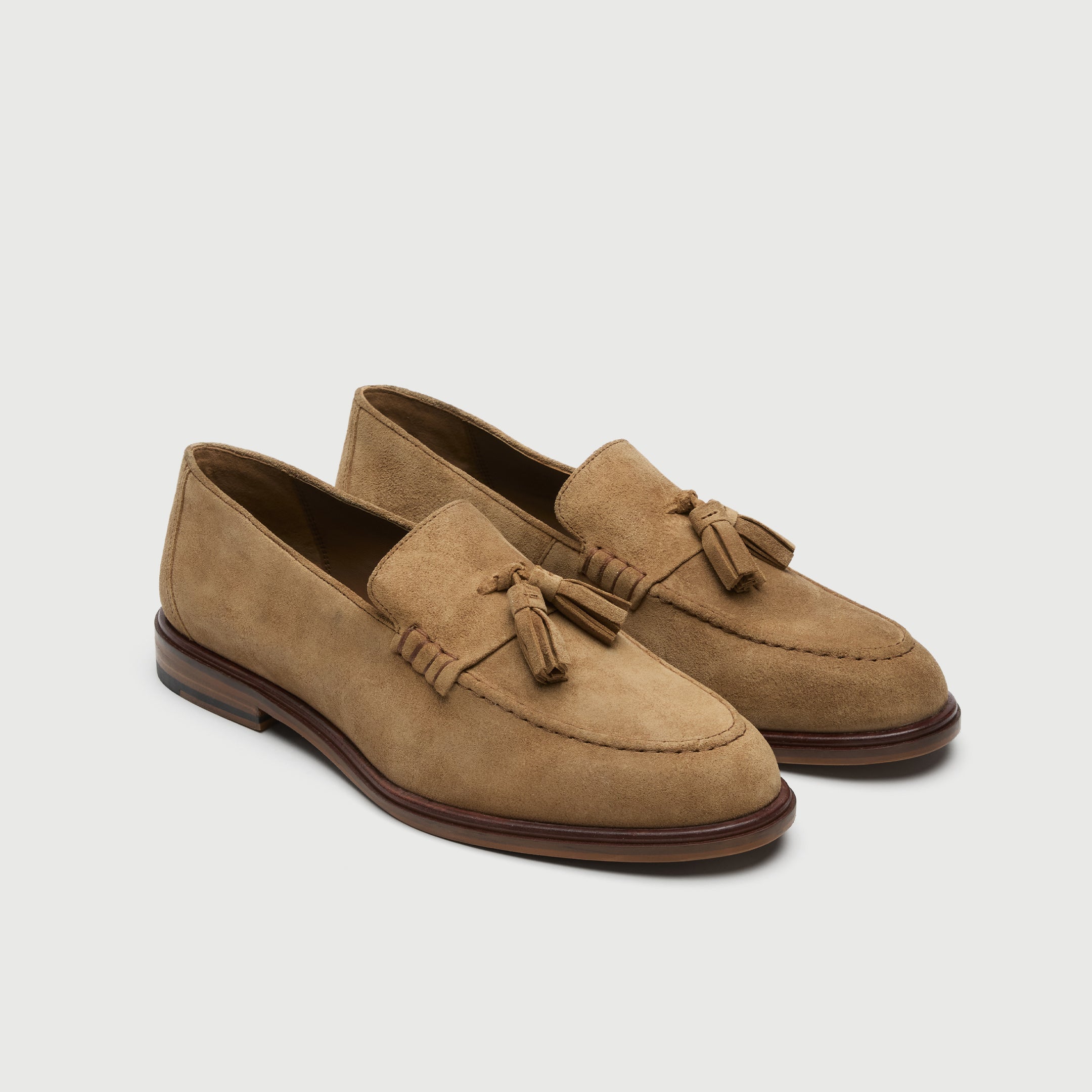 Walk London Mens Putney Tassel Loafer - Tan Suede