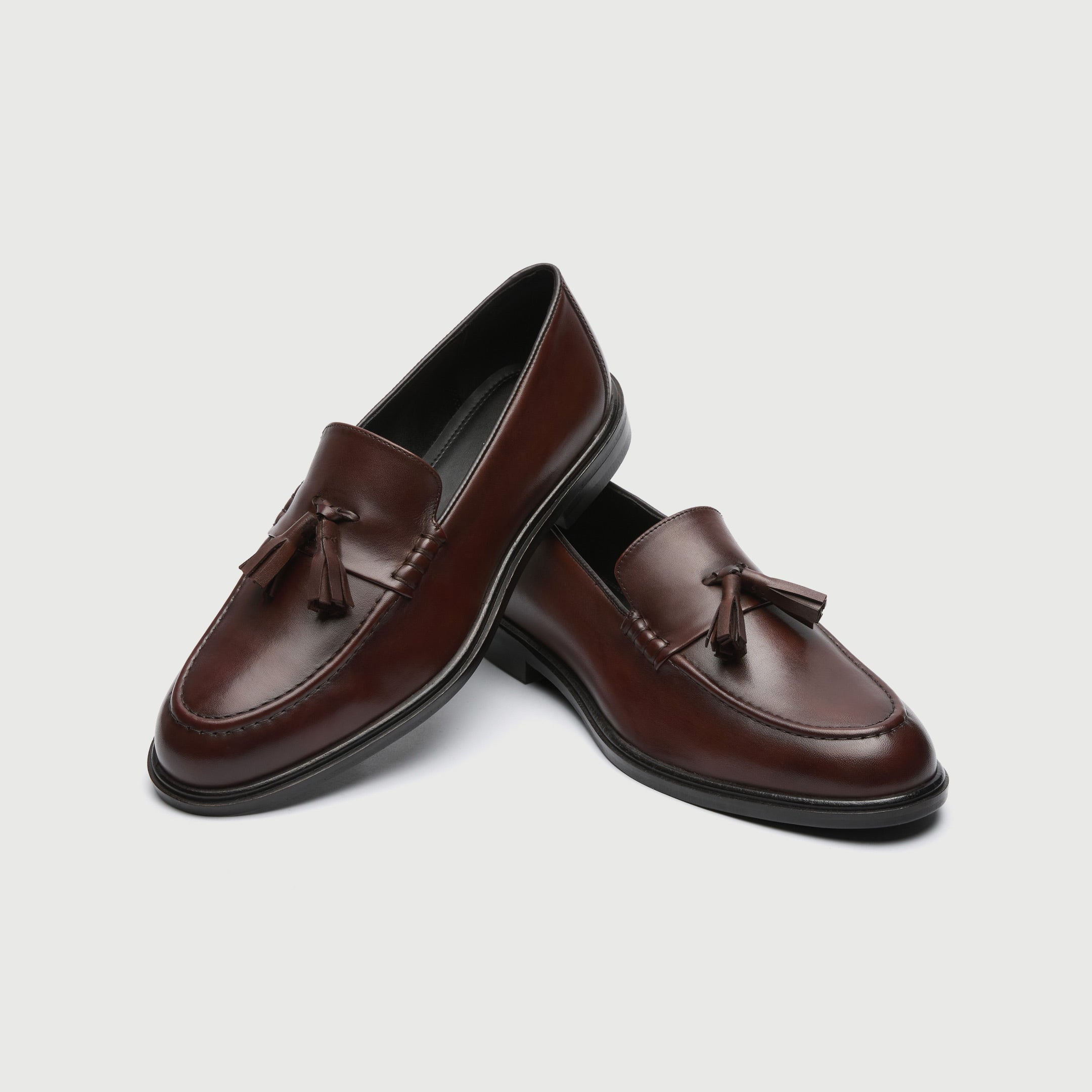 Walk London Mens Putney Tassel Loafer - Brown Leather