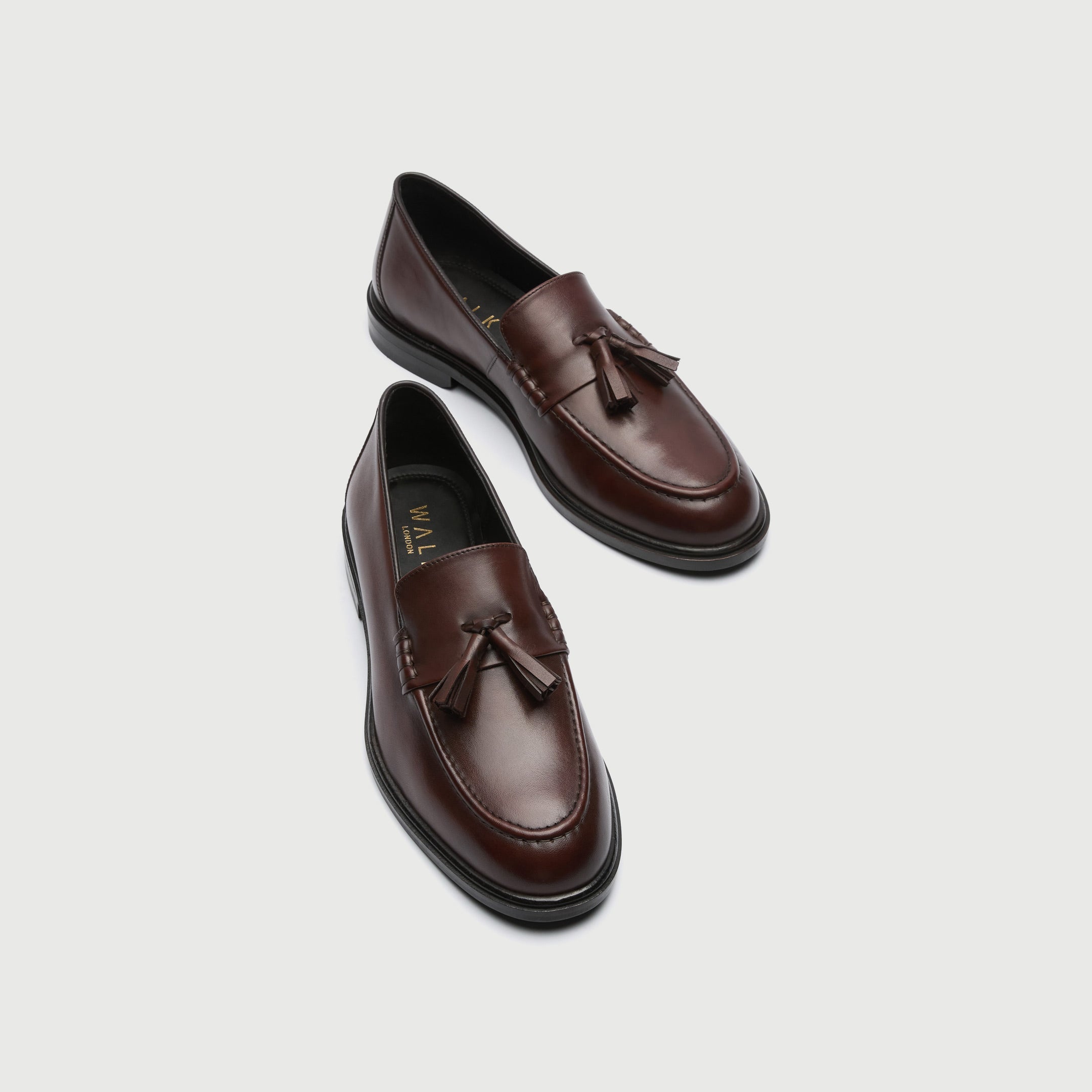 Walk London Mens Putney Tassel Loafer - Brown Leather