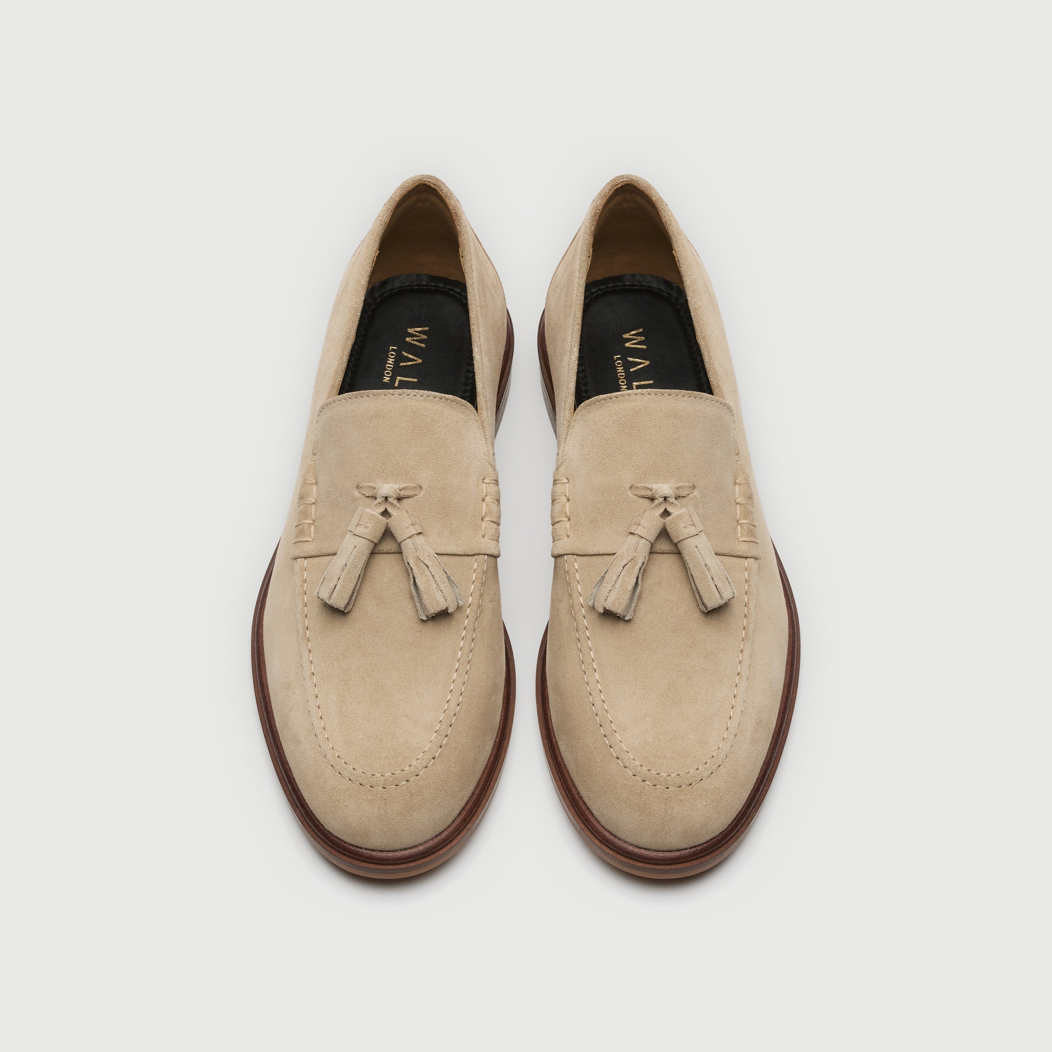 Walk London Mens Putney Tassel Loafer - Stone Suede