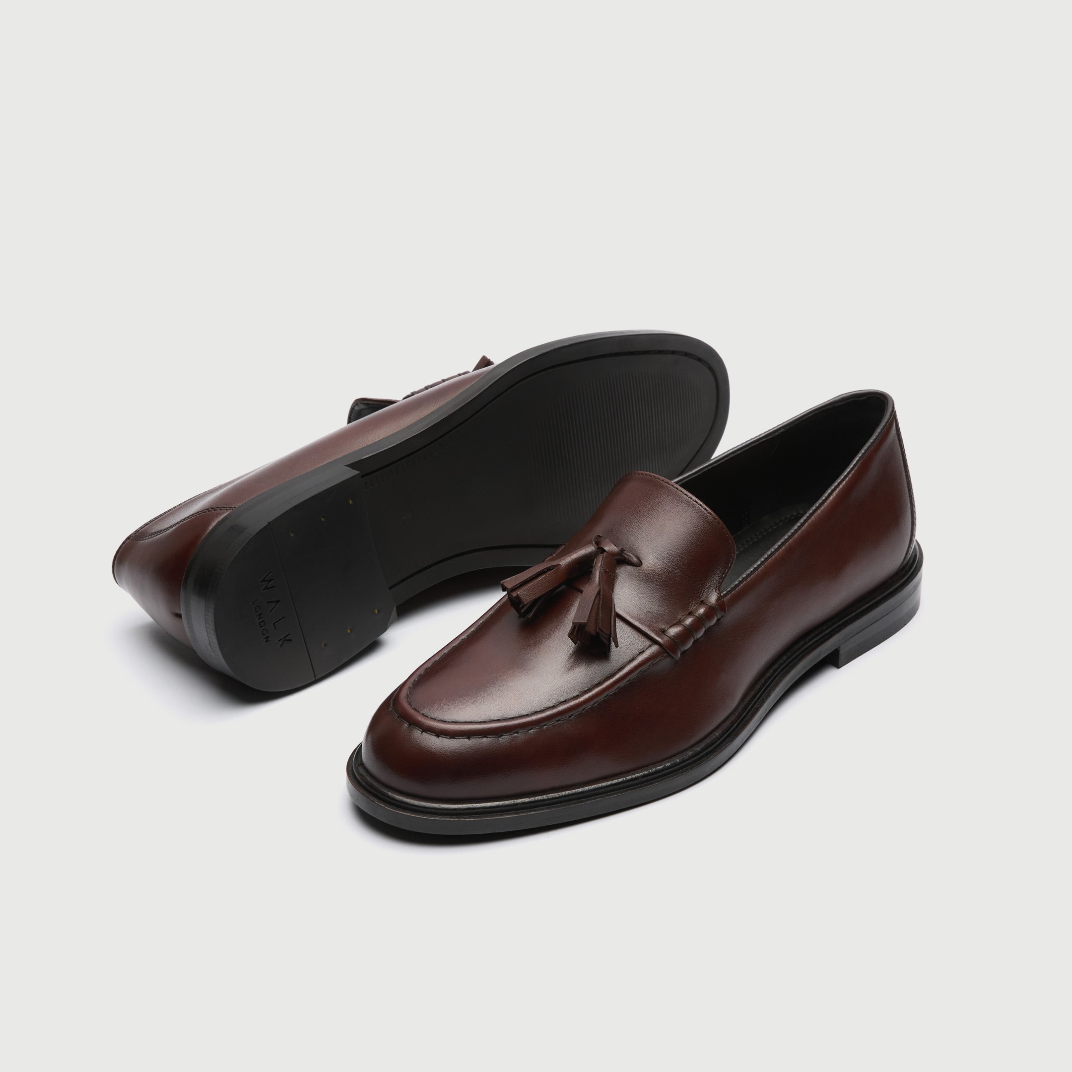 Walk London Mens Putney Tassel Loafer - Brown Leather