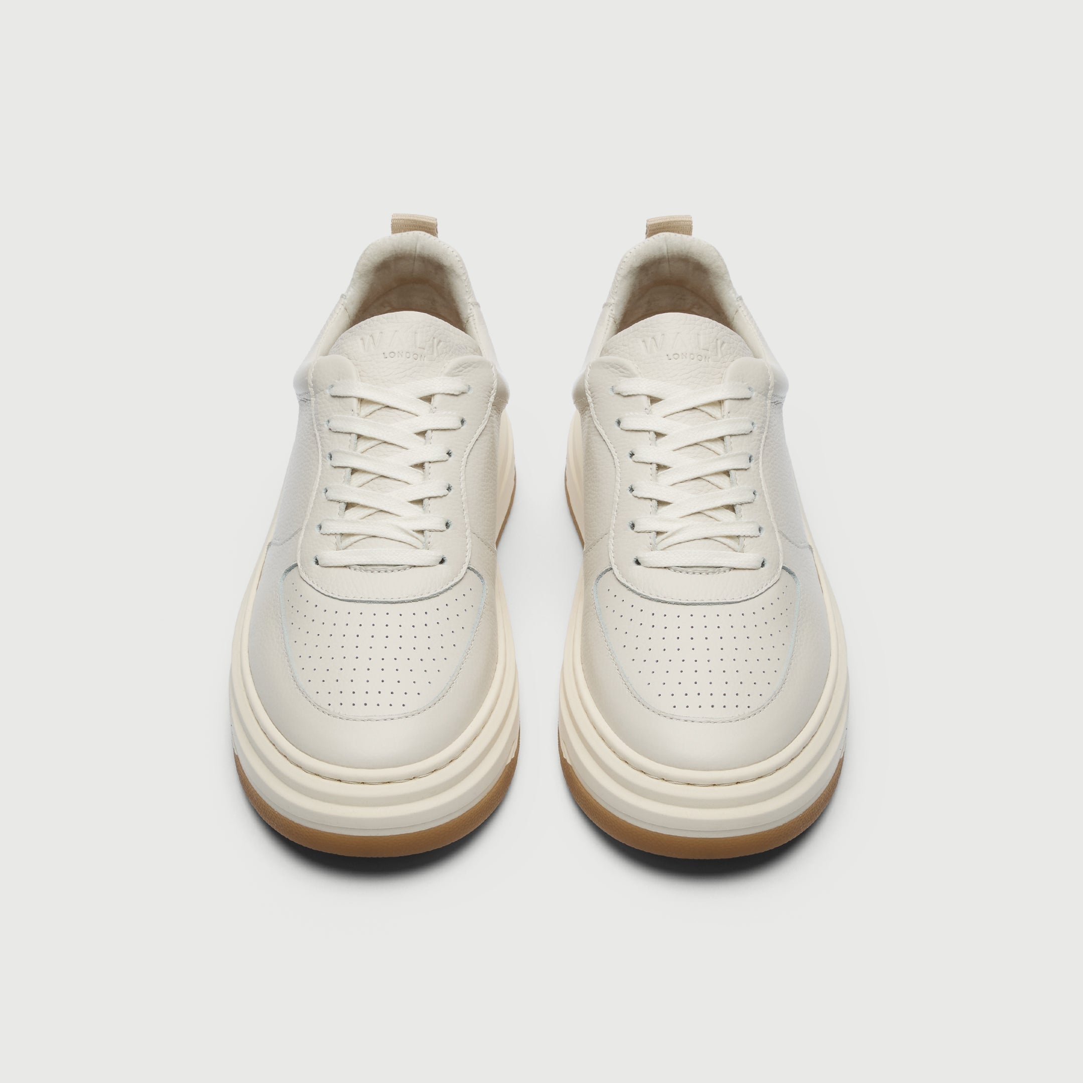 Walk London Men's Santa Monica Trainer in Off White Leather