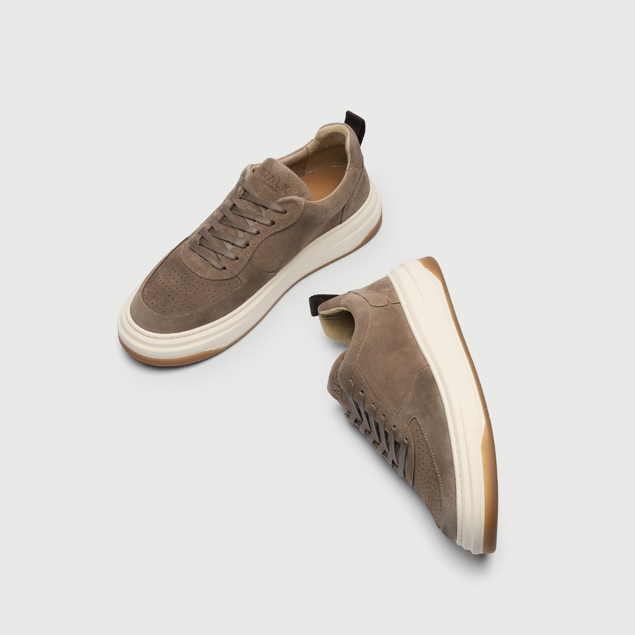 Walk London Mens Santa Monica Trainer in Taupe Suede