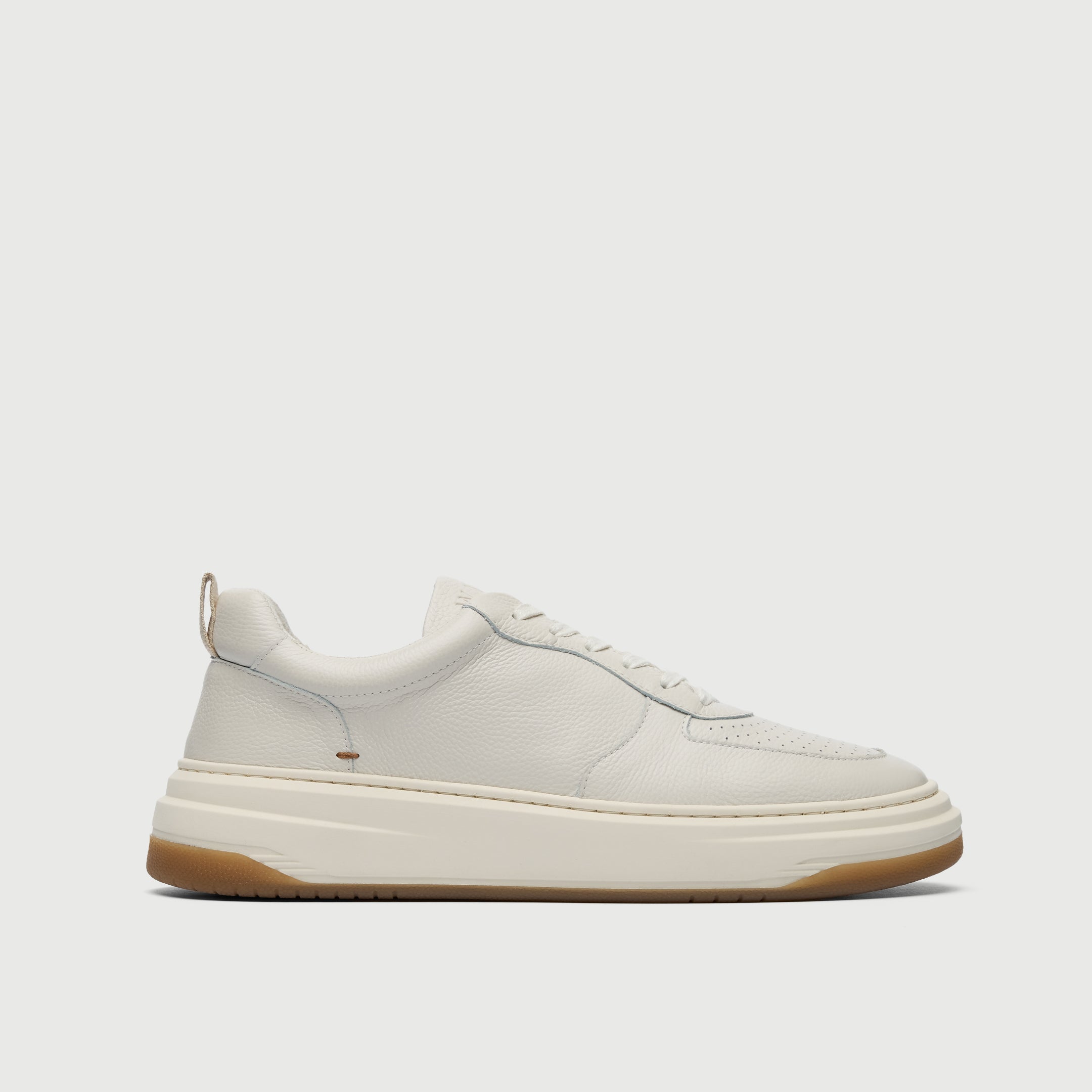 Walk London Men's Santa Monica Trainer in Off White Leather